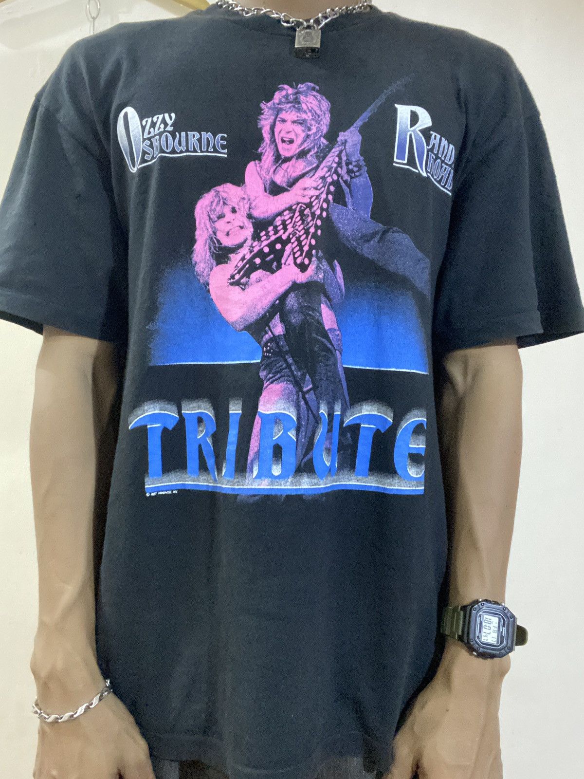 Band Tees Vintage Rare 80s Ozzy Osbourne Tribute Randy Rhoads Size US L / EU 52-54 / 3 - 1 Thumbnail
