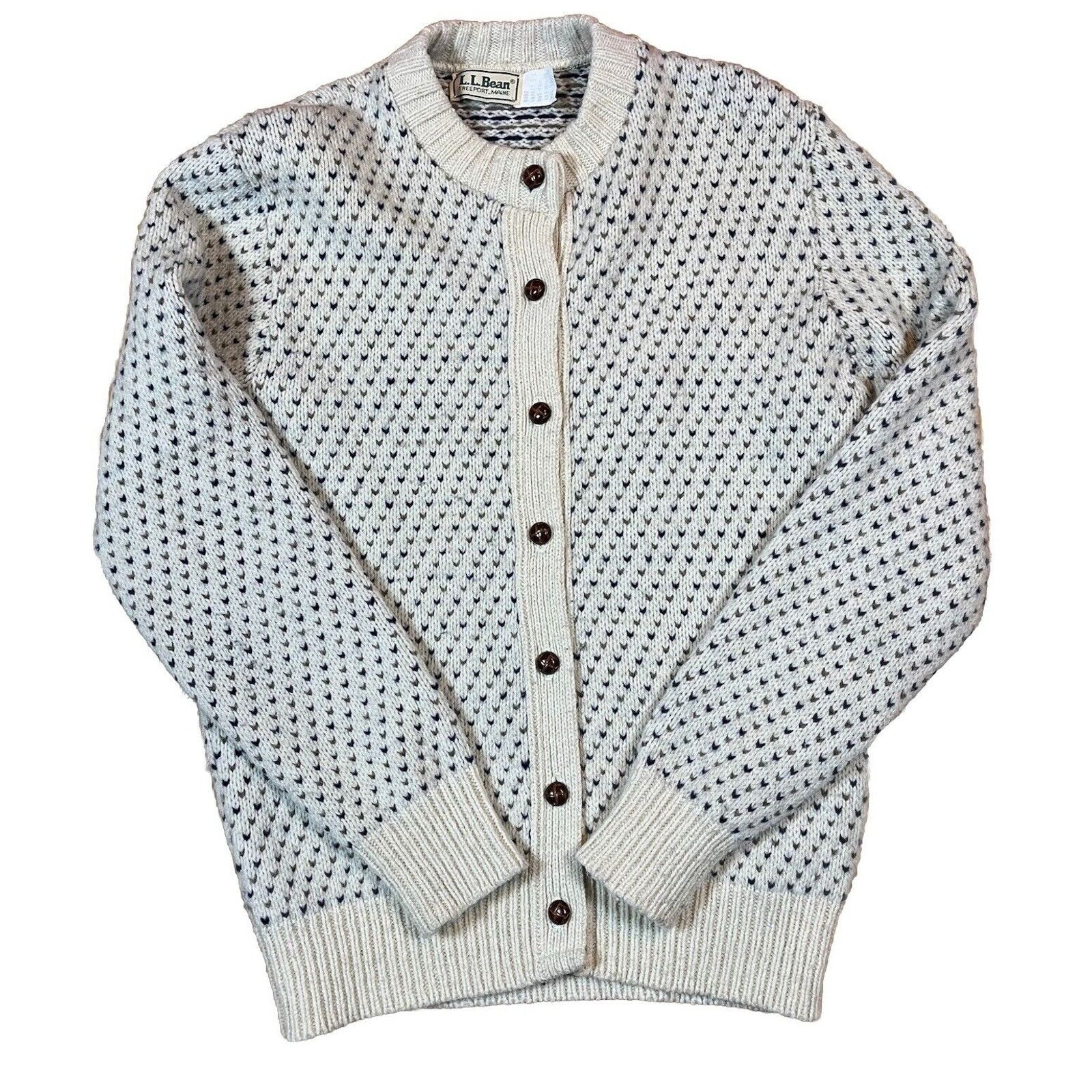 L.L. Bean VTG LL Bean Wool Cardigan Sweater Womens Button Up 70s 