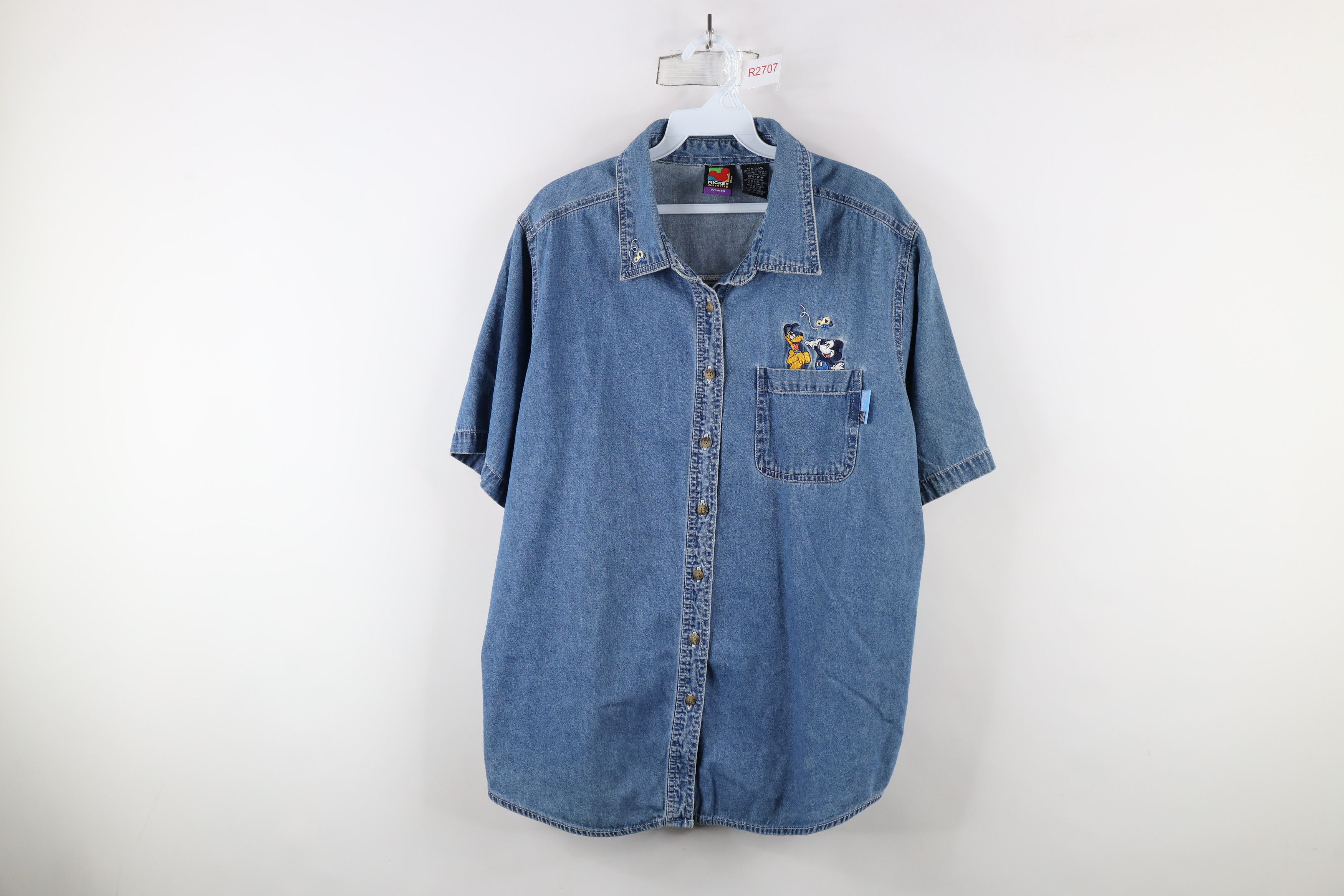 Disney × Vintage Vintage 90s Disney Mickey Mouse Pluto Butterfly Button Shirt Size XL / US 12-14 / IT 48-50 - 1 Thumbnail