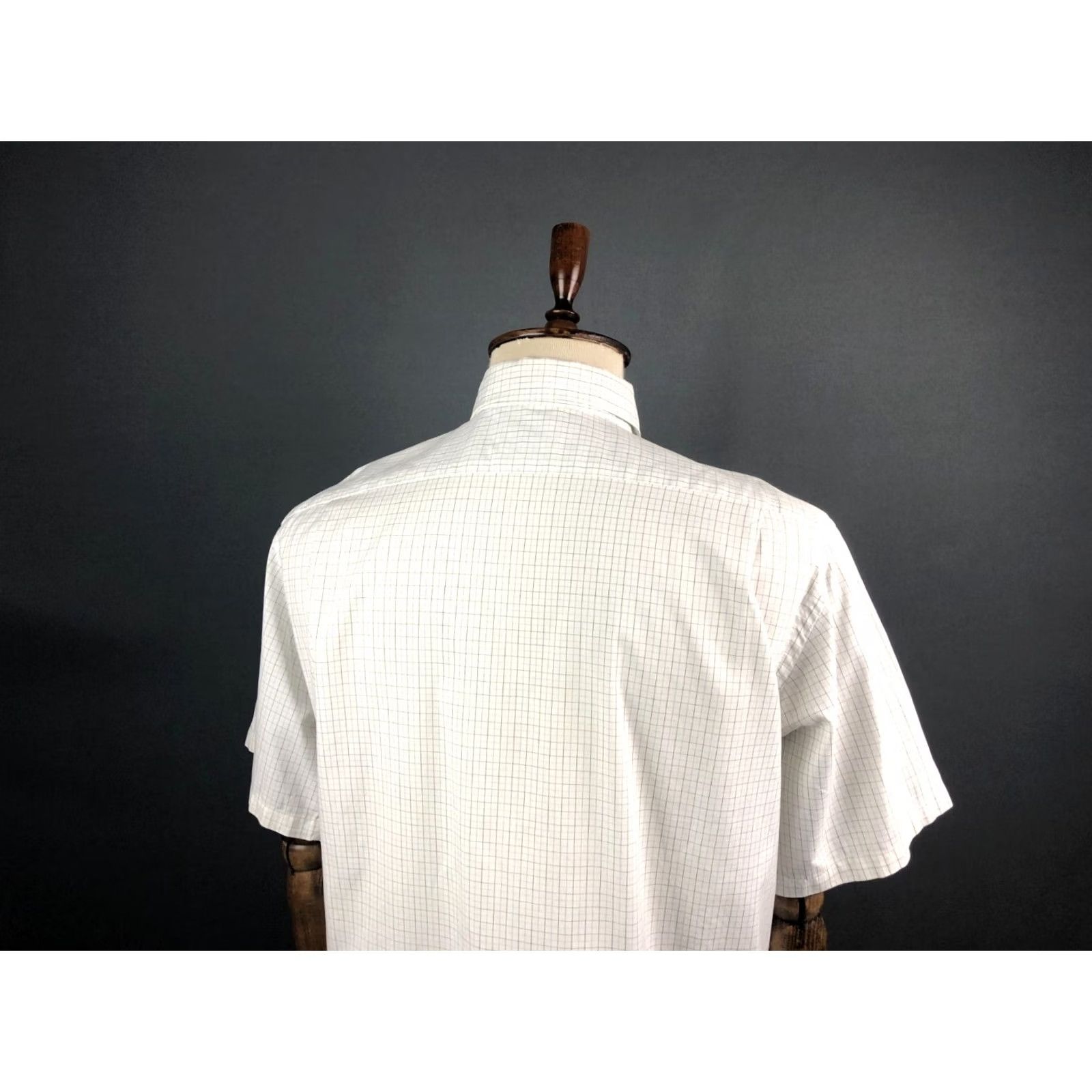 Lacoste Lacoste Shirt Men 42 White Check Cotton Button-Up Short Sleeve Embroidered Logo Pocket Regular Fit Size US XL / EU 56 / 4 - 5 Thumbnail