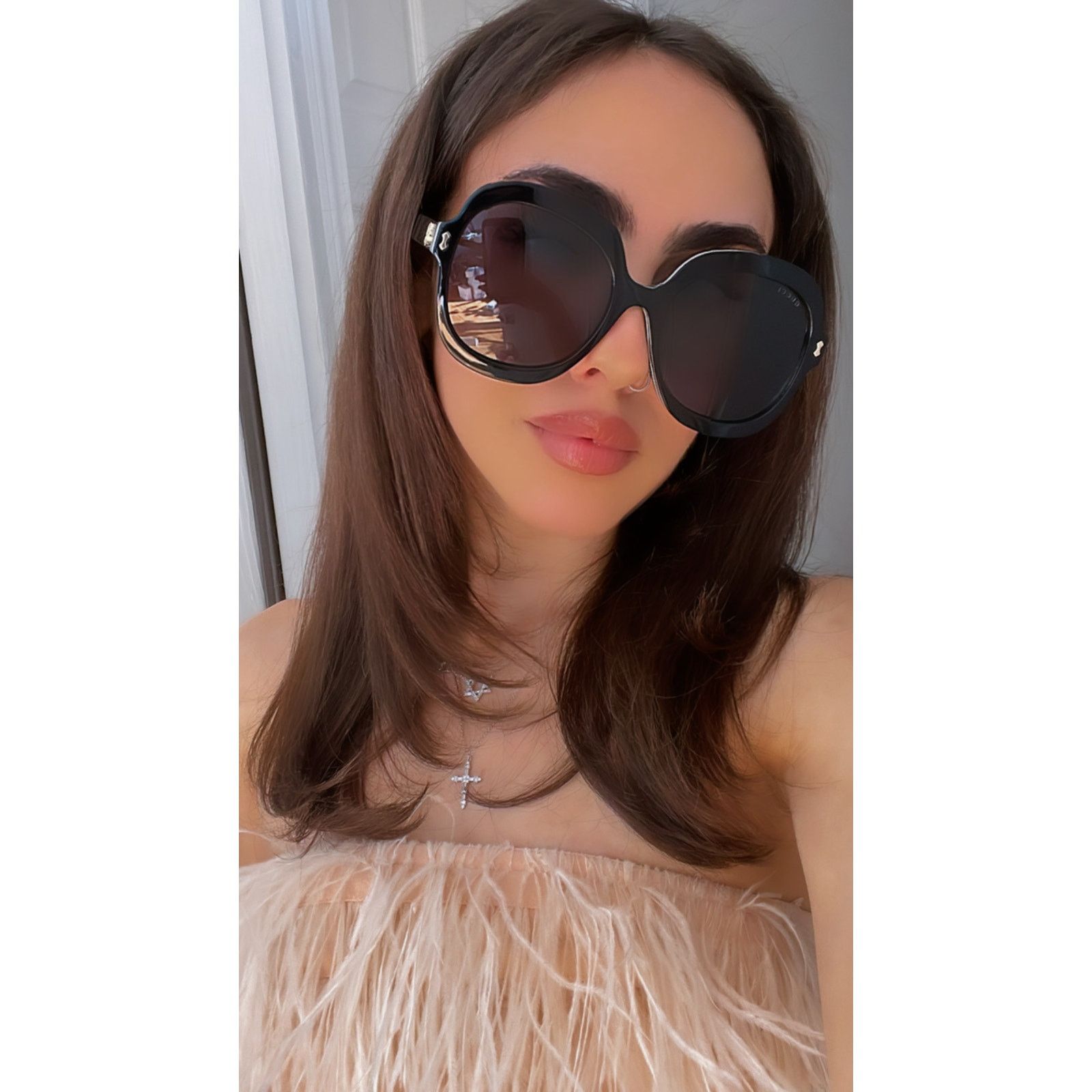 Gucci NEW Gucci GG1240S Black Oversized Rounded Sunglasses Size ONE SIZE - 2 Thumbnail