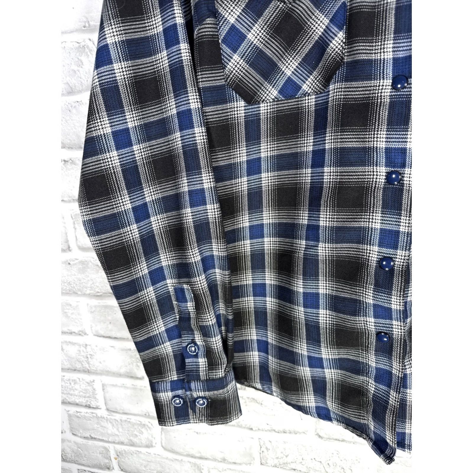 Vintage DIXXON PERFORMANCE Plaid Snap Button Flannel Shirt Womens M Blue Size M / US 6-8 / IT 42-44 - 5 Thumbnail