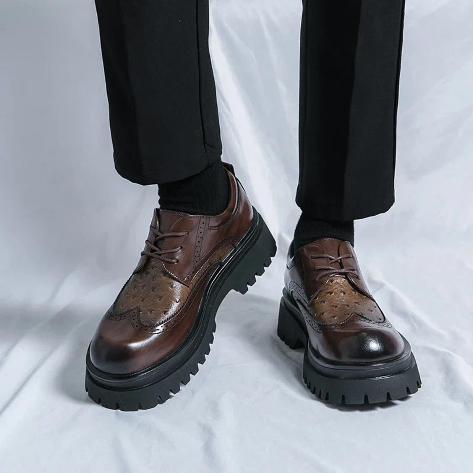 Leather Chunky Sole Brogue Shoes Size US 7 / EU 40 - 3 Thumbnail