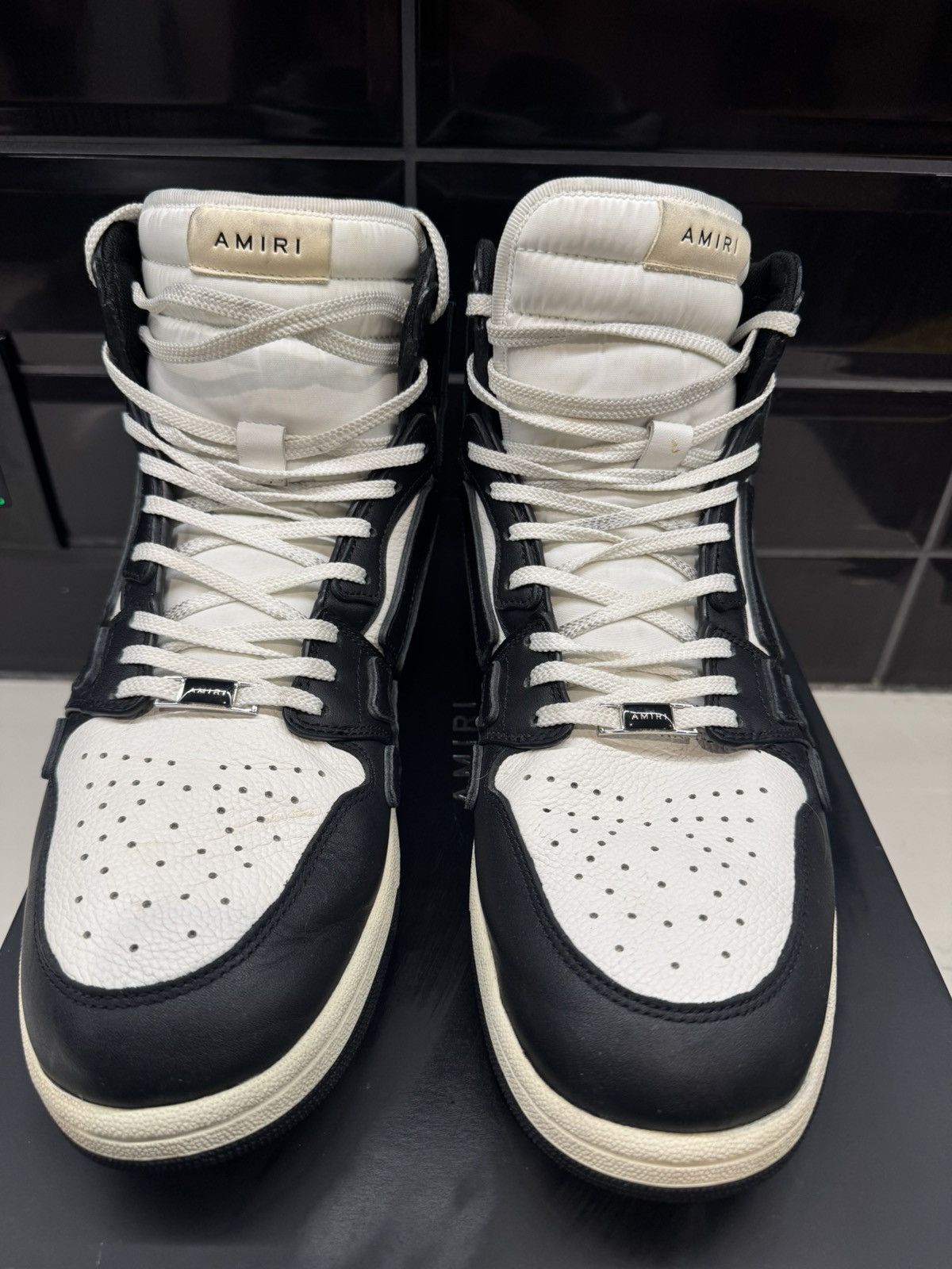 Amiri AMIRI Skel Top High Sneakers Black/White – Size 14 Size US 14 / EU 47 - 19 Thumbnail