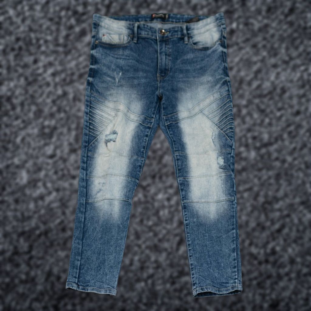 Southpole Southpole Jeans Mens Skinny 90s Biker Denim Blue 36 x 30 Regular Belt Loops 5-Pocket Vintage Size US 36 / EU 52 - 1 Thumbnail