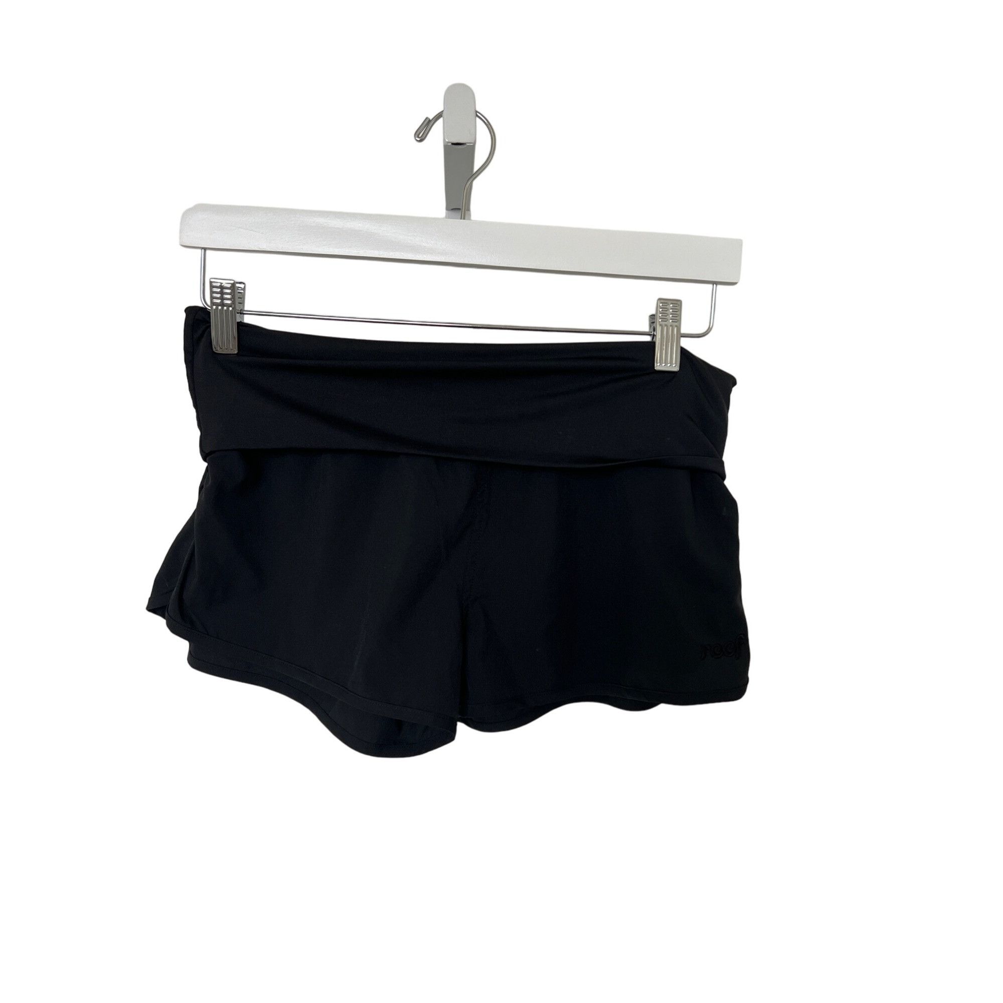 REEF Reef Black Fold-Over Waist Swim Shorts Size 26" / US 2 / IT 38 - 1 Thumbnail