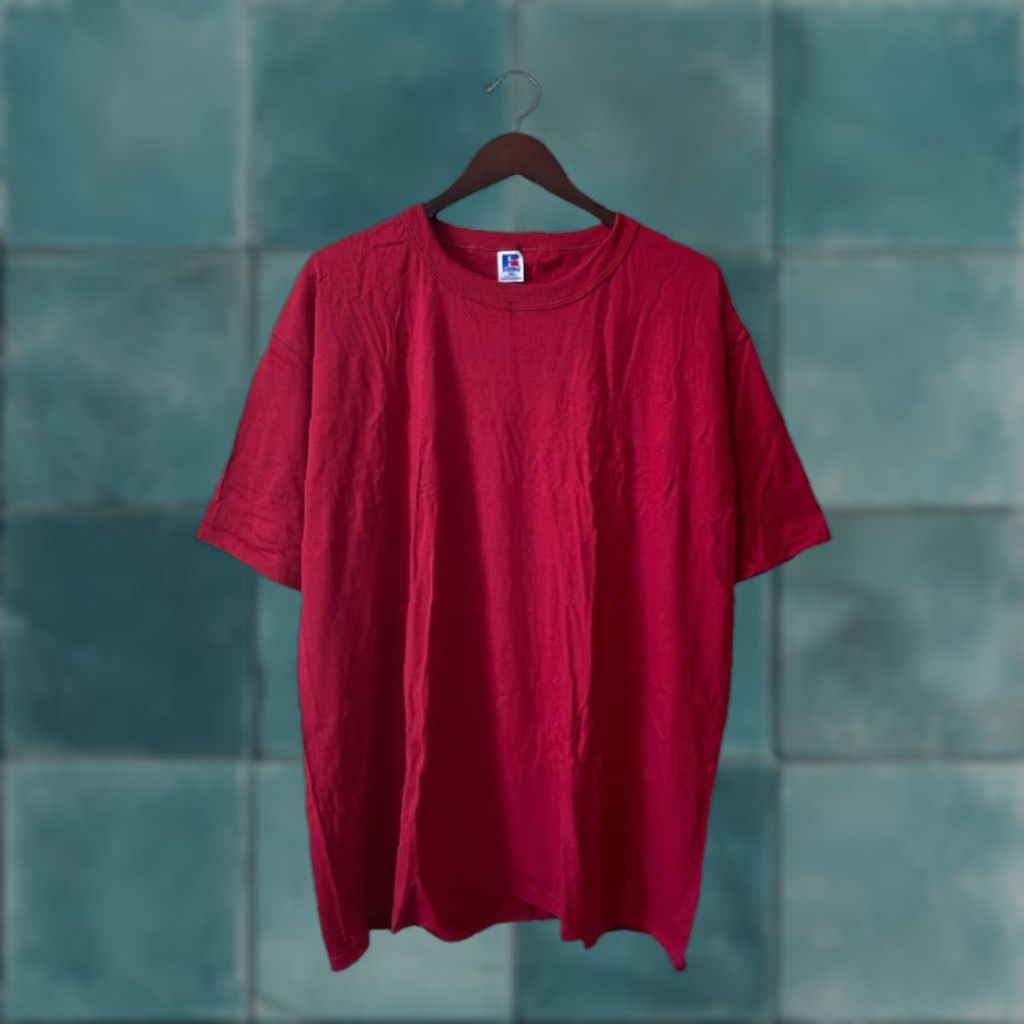 Russell Athletic VINTAGE Russell Athletic T-Shirt Mens XXL Deadstock NWOT 90s Made in USA Cardinal Red Crew Neck Short Sleeve 34" long 24" across 9" arms Mens Size US XXL / EU 58 / 5 - 1 Thumbnail