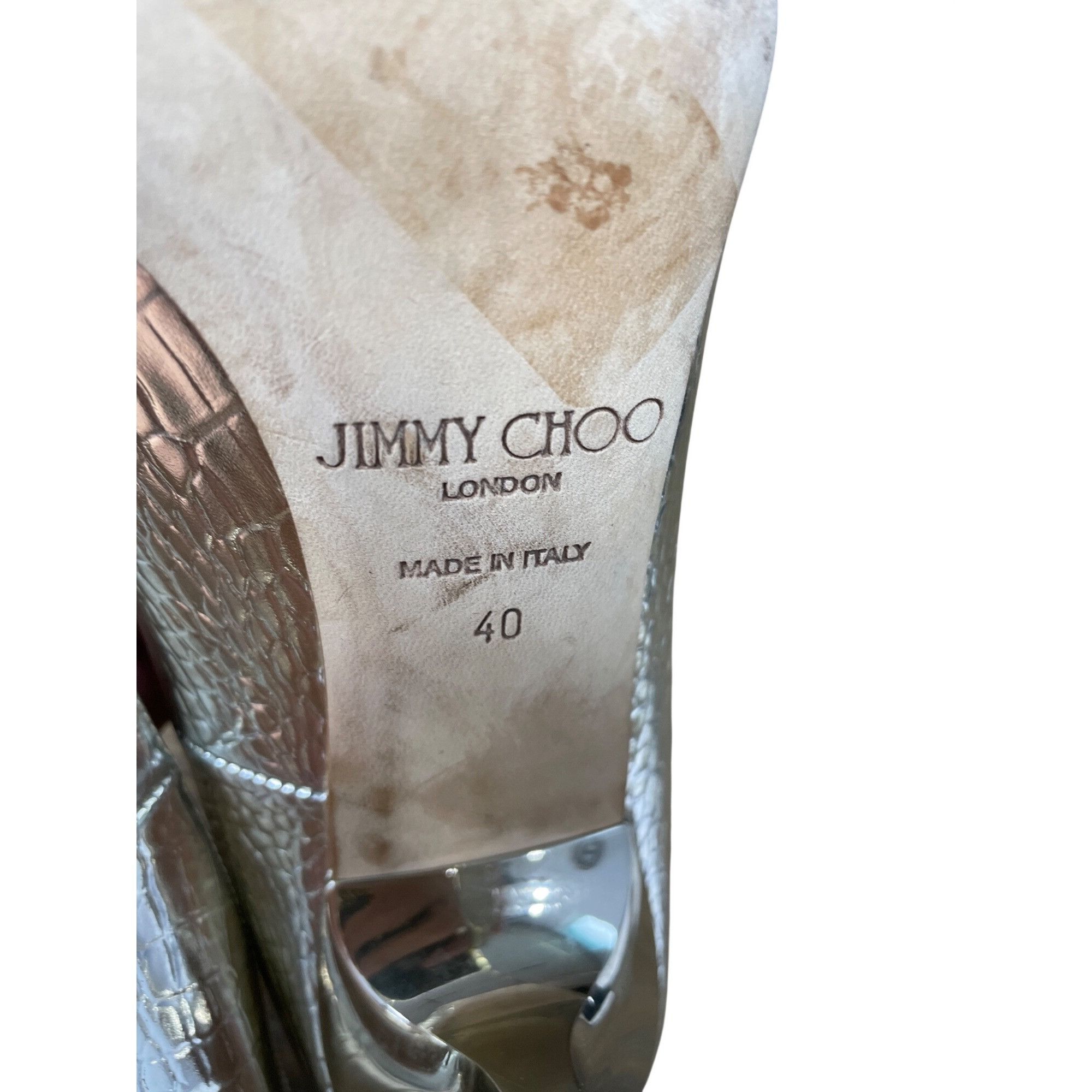 Jimmy Choo Jimmy Choo London womans silver croc pattern stilleto 4.5" h Size US 9.5 / IT 39.5 - 11 Thumbnail