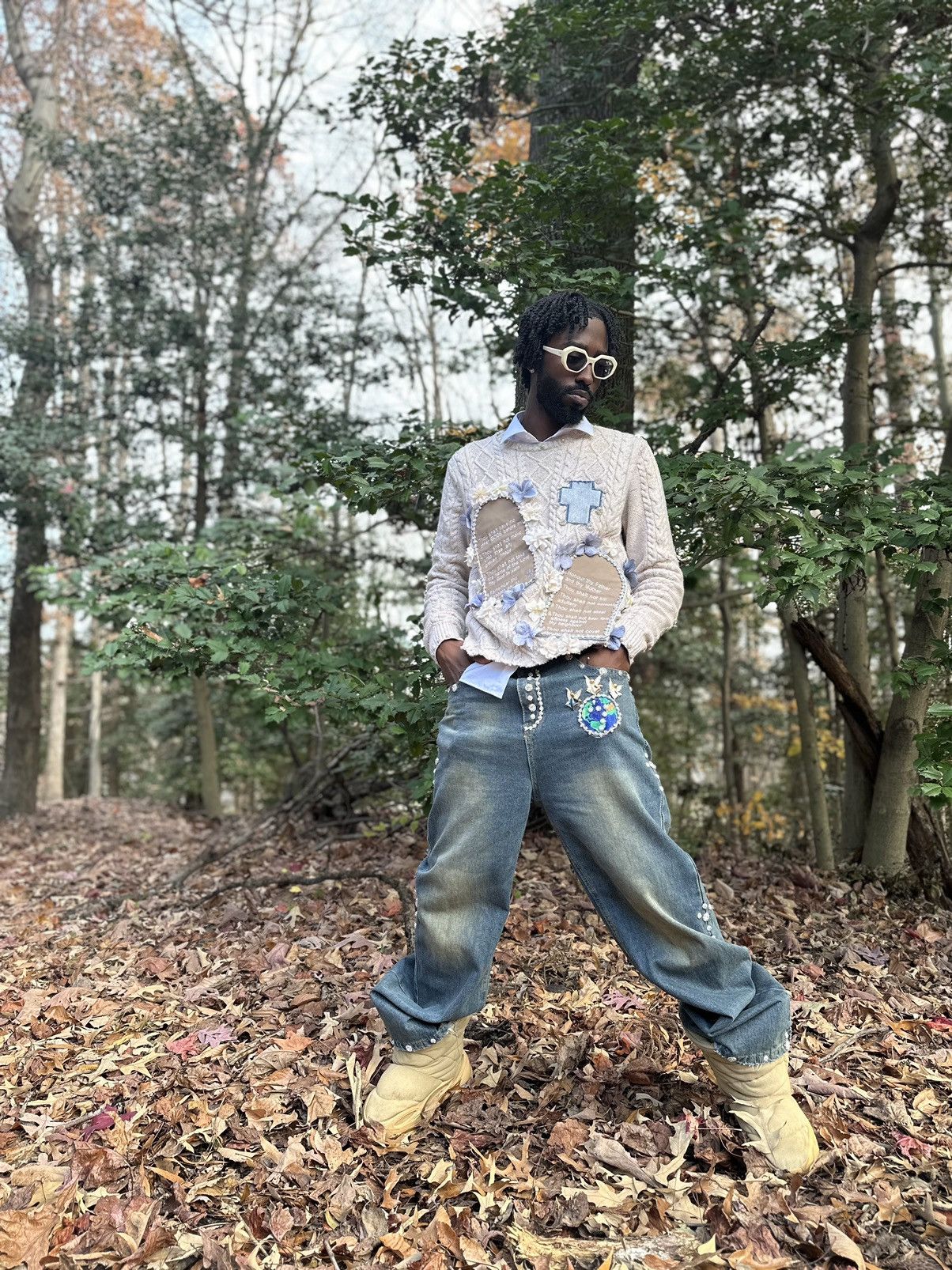 Japanese Brand Jeweled DECALOGUE 💎 Tan Sweater SAMPLE Size US M / EU 48-50 / 2 - 1 Thumbnail