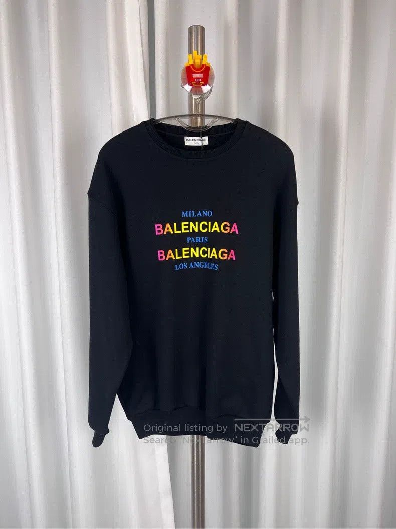 Balenciaga Balenciaga Black Hoodie Rainbow Slogan Logo Size US XS / EU 42 / 0 - 2 Thumbnail