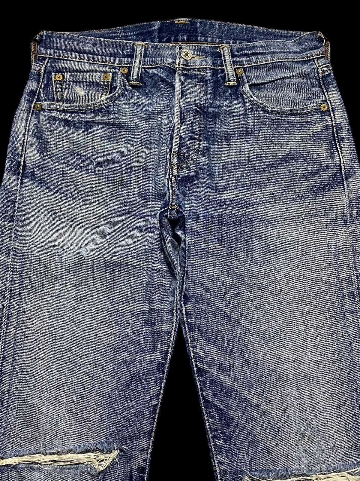 Levi's Levis 501 Blue Wash Distressed Slim Jeans Size US 31 - 3 Thumbnail