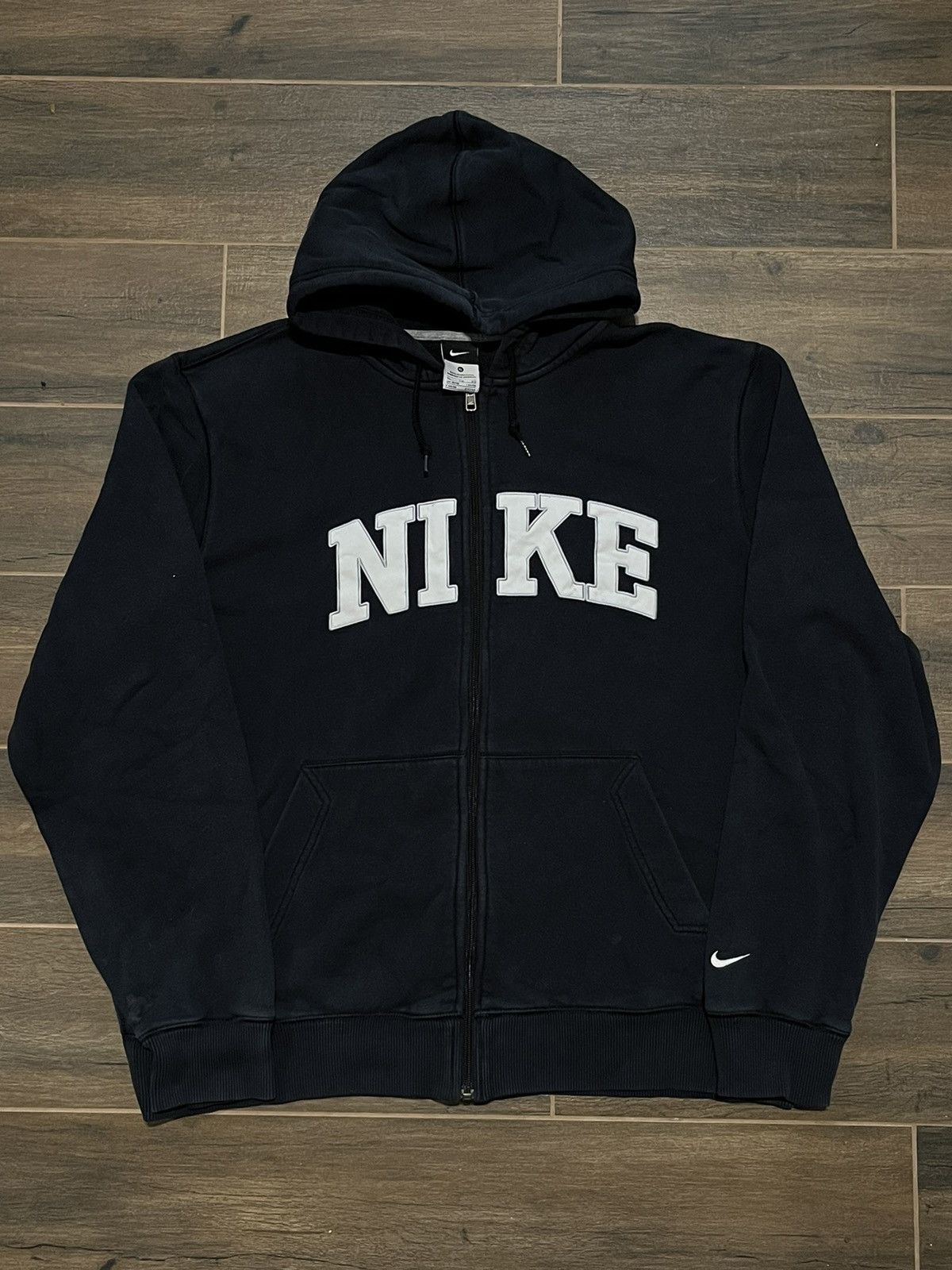 Nike × Vintage 00s Nike Vintage Big Logo Oversize Zip Hoodie Size US XL / EU 56 / 4 - 1 Thumbnail