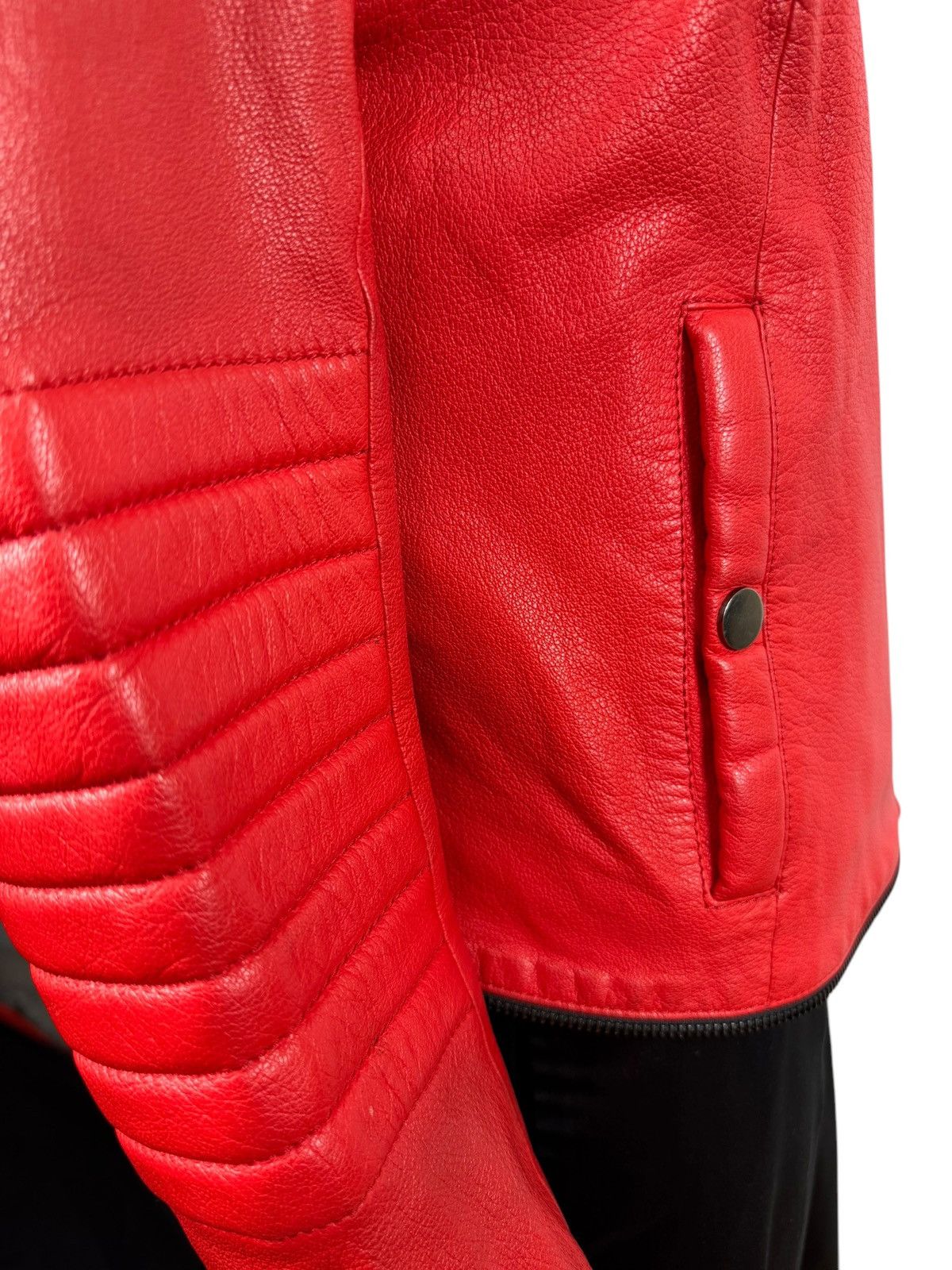 Designer Punto Genuine Leather Biker Jacket Italy size US10 IT46 Size L / US 10 / IT 46 - 14 Thumbnail