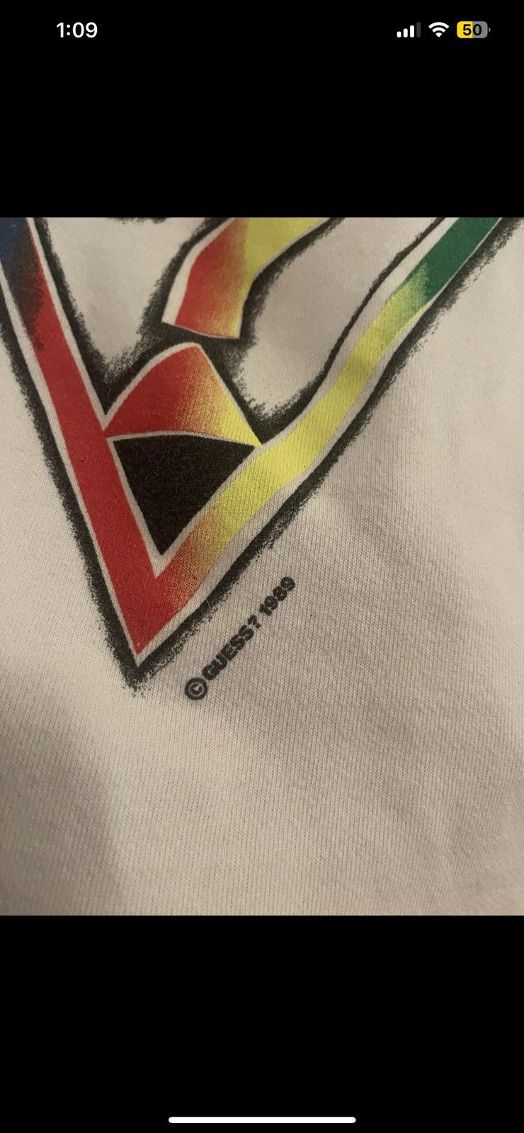 Guess × Vintage 1989 GUESS ? Sweatshirt vtg White Mock neck New York Paris Size ONE SIZE - 3 Thumbnail
