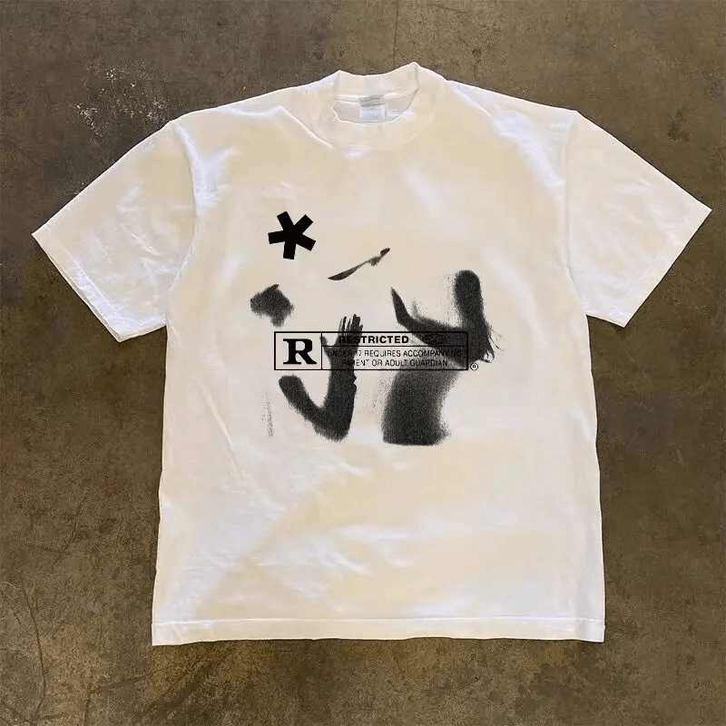 Japanese Brand Street Retro Hip Hop Y2K Fuzzy Printed Short Sleeve T-Shirt Size US M / EU 48-50 / 2 - 3 Thumbnail