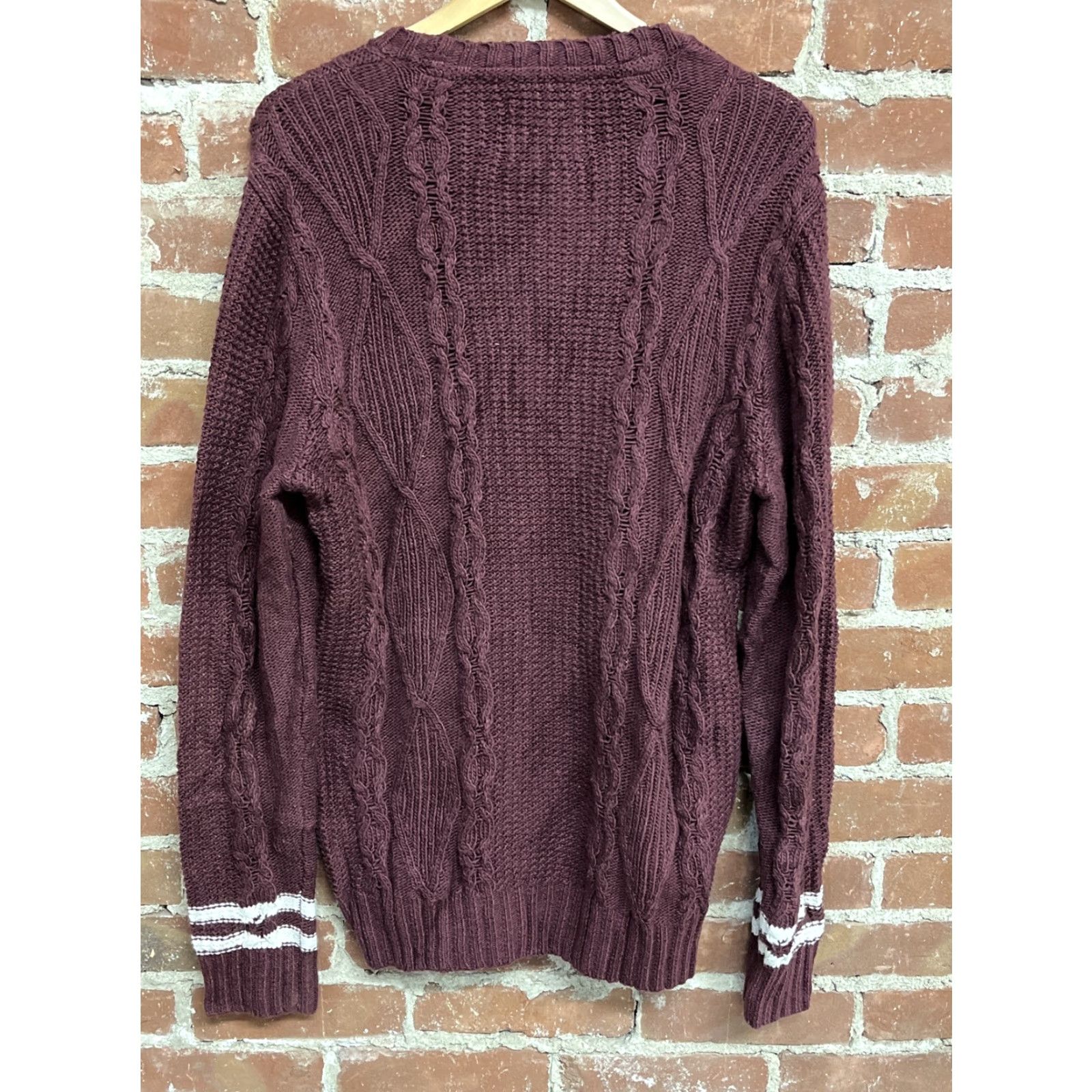 American Eagle Outfitters American Eagle Womens Sweatshirt Knitted Pullover Maroon Tall Large Size L / US 10 / IT 46 - 2 Thumbnail