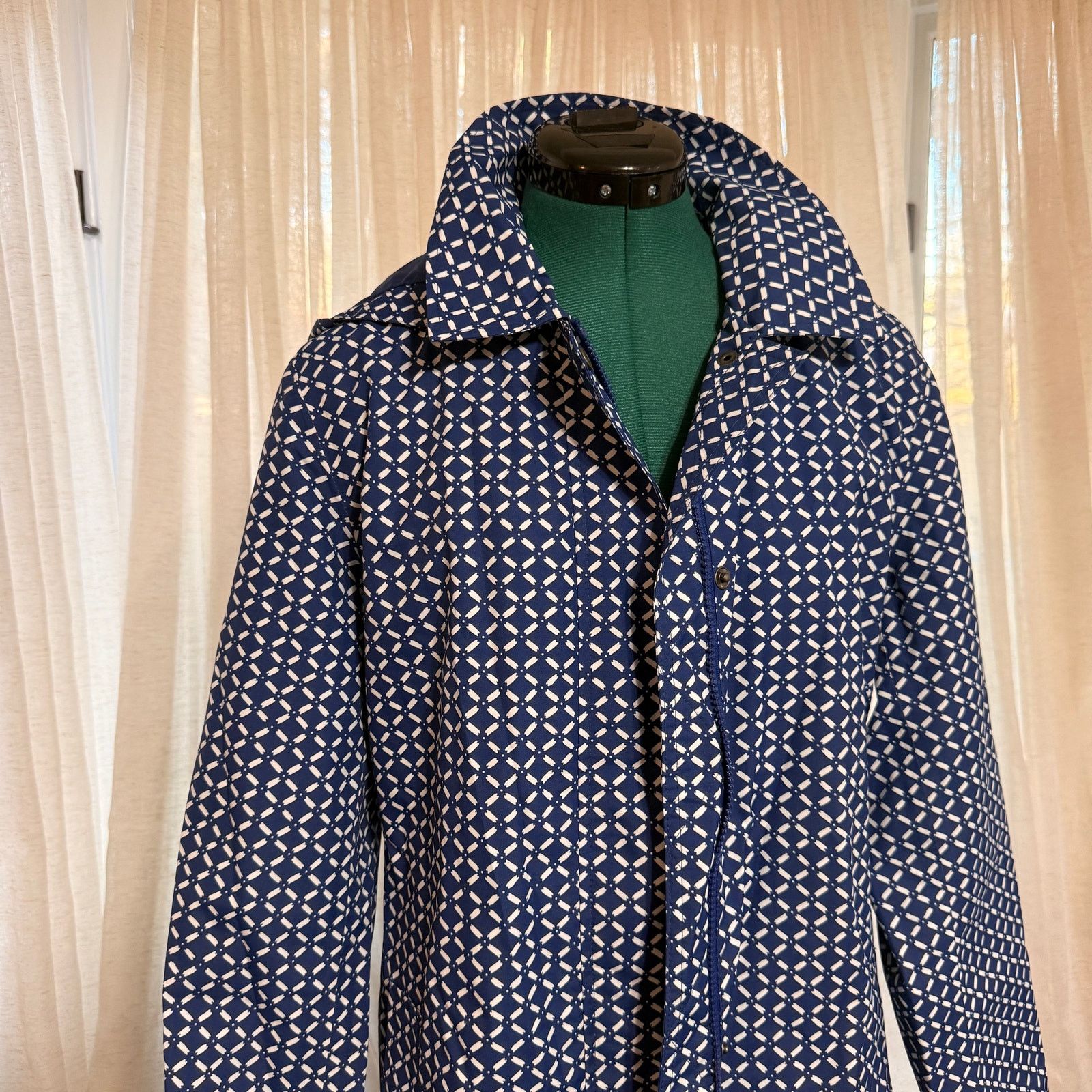 Lands' End Lands' End Blue Patterned Mid-Length Jacket | Sz M (10–12) Size M / US 6-8 / IT 42-44 - 3 Thumbnail