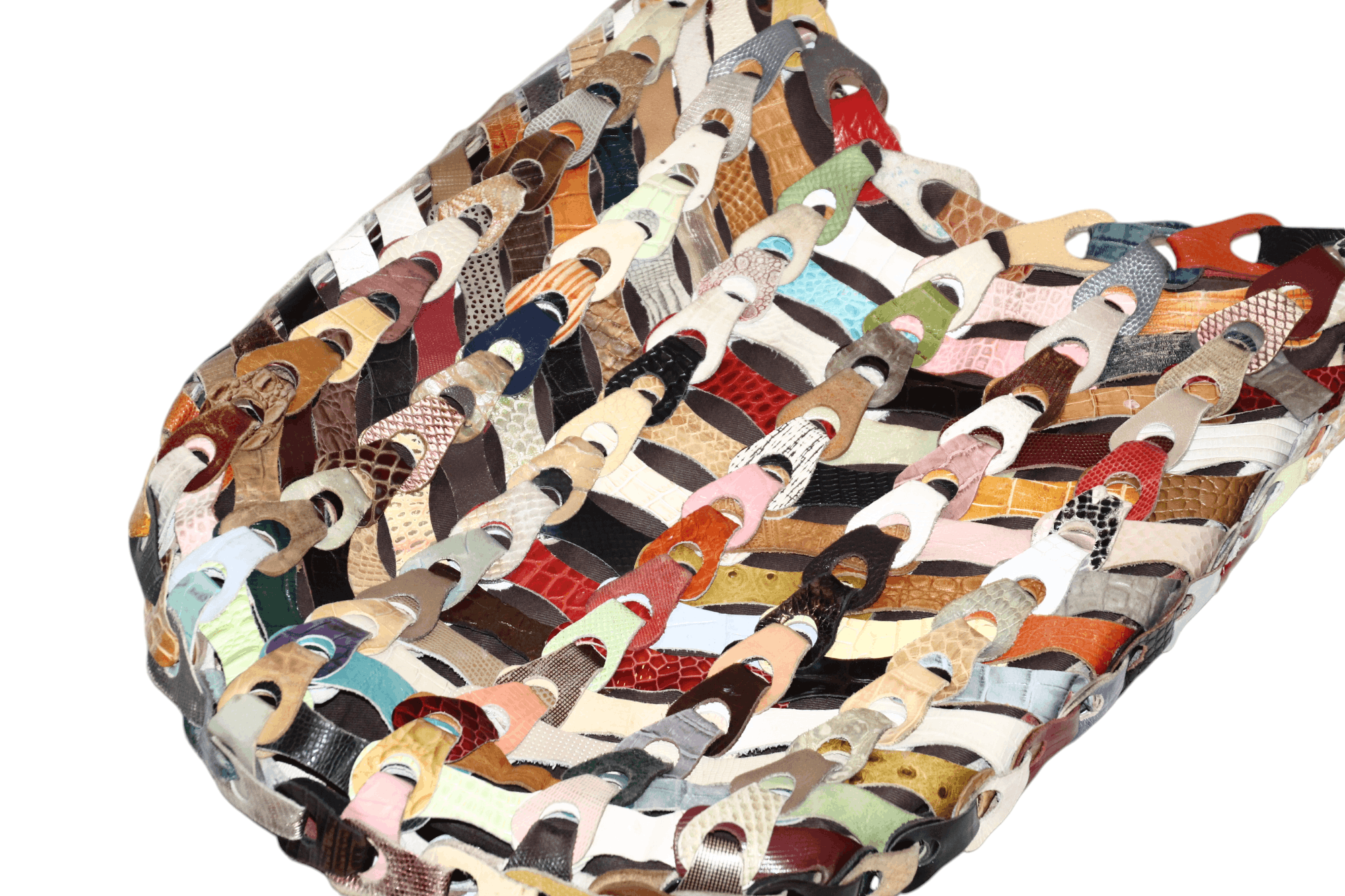 Japanese Brand Octopus of Denmark Coloured Leather Braided Patchwork Bag Size ONE SIZE - 2 Thumbnail