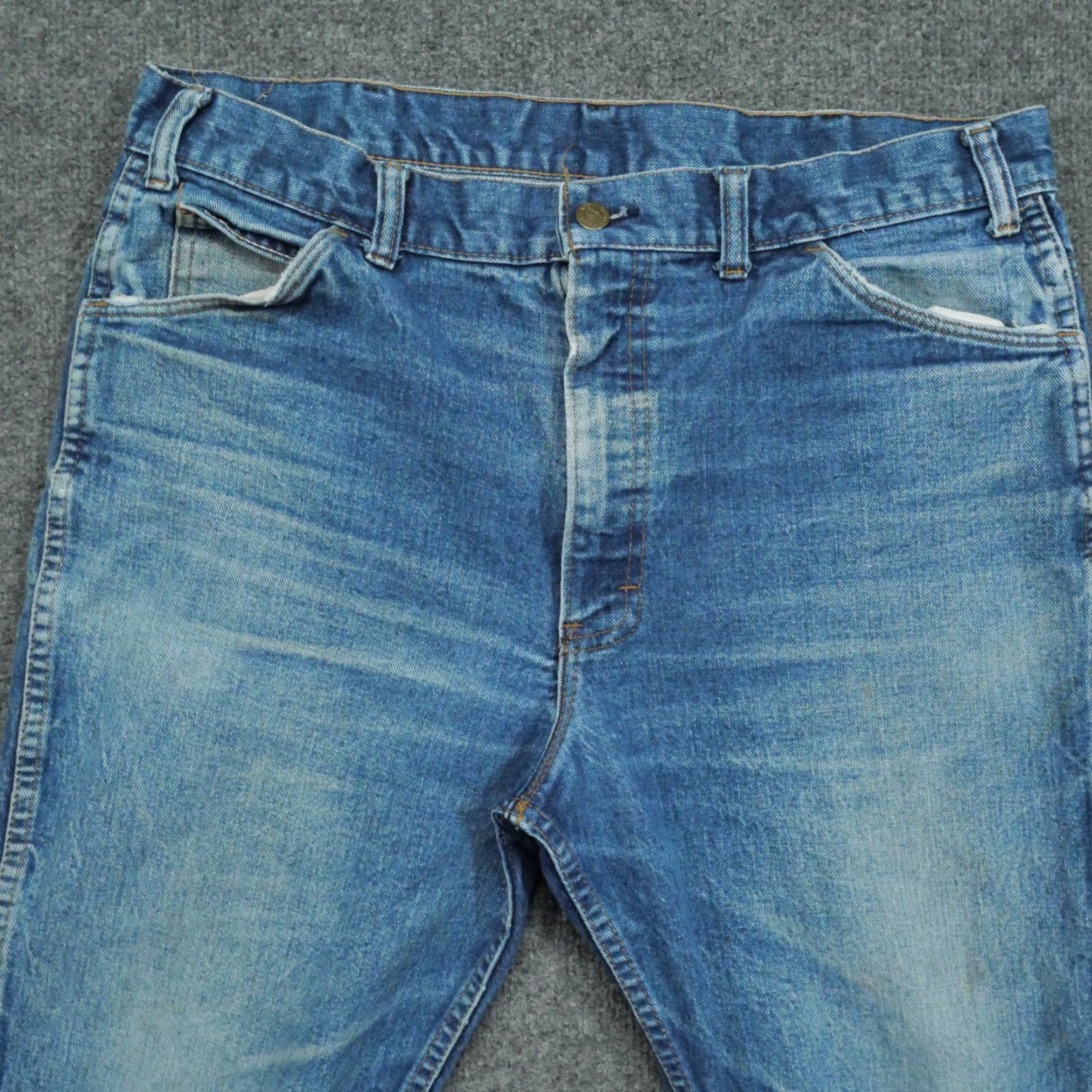 Vintage VINTAGE Saddle King Jeans Mens 38X30 Blue Pants Faded Whiskers Western Talon 80s Size US 36 / EU 52 - 2 Thumbnail