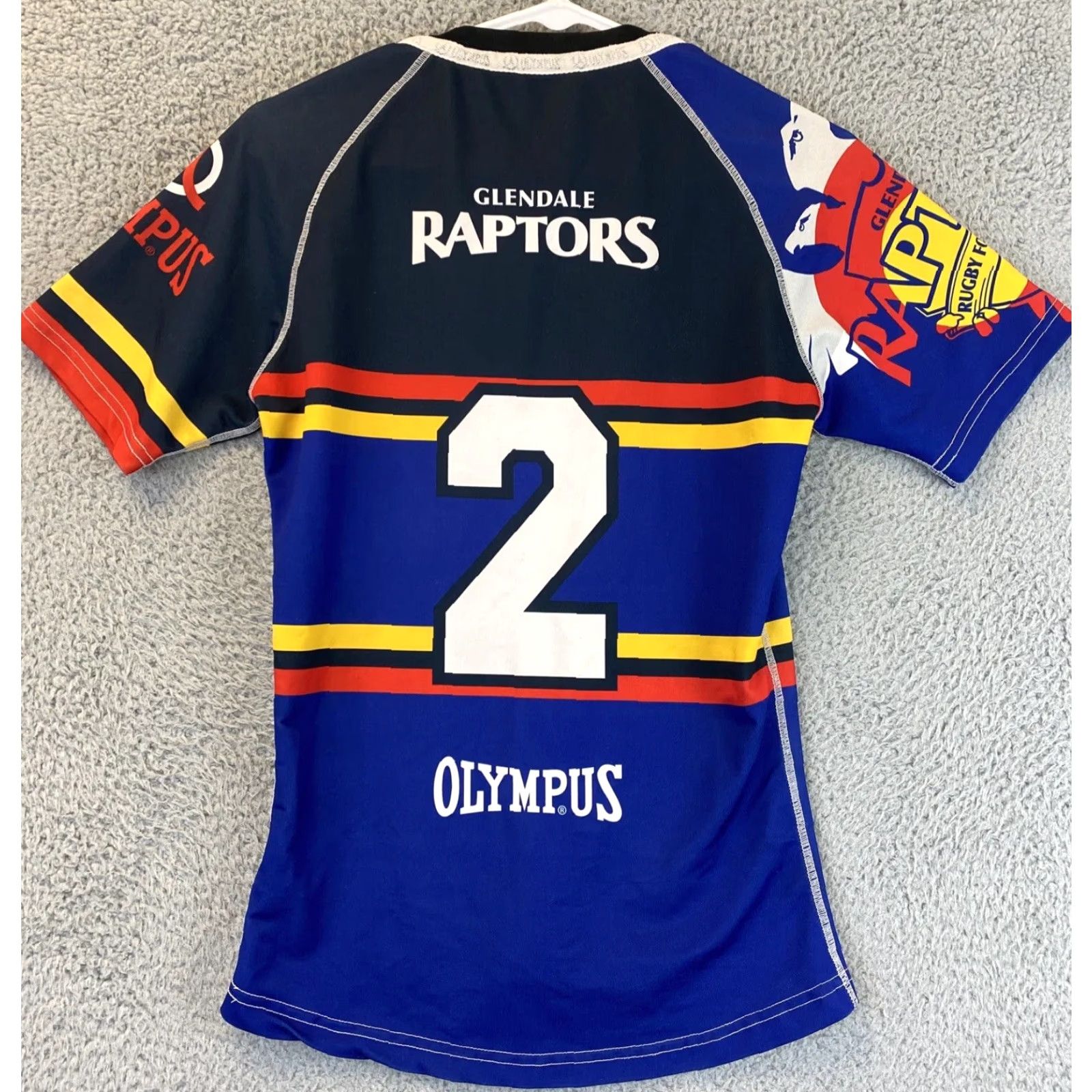 Vintage Olympus Raptors Rugby Women's Small Jersey Shirt White Black Purple Blue /68-6 Size S / US 4 / IT 40 - 7 Thumbnail