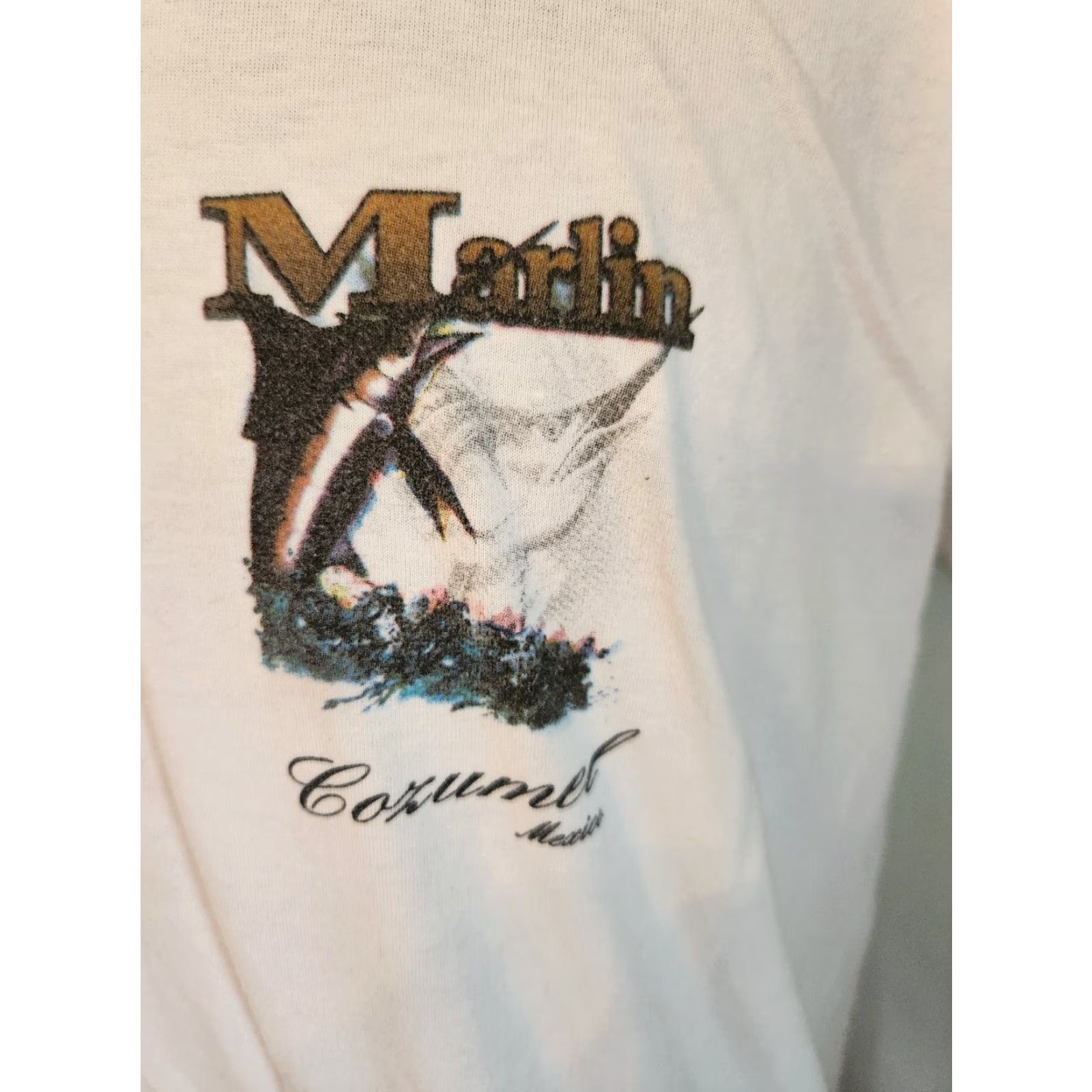 Doublet VINTAGE Dolphin's T-Shirt Men XL White 90s Double-Sided Heavyweight Cotton Marlin Cozumel Mexico Size US XL / EU 56 / 4 - 2 Thumbnail