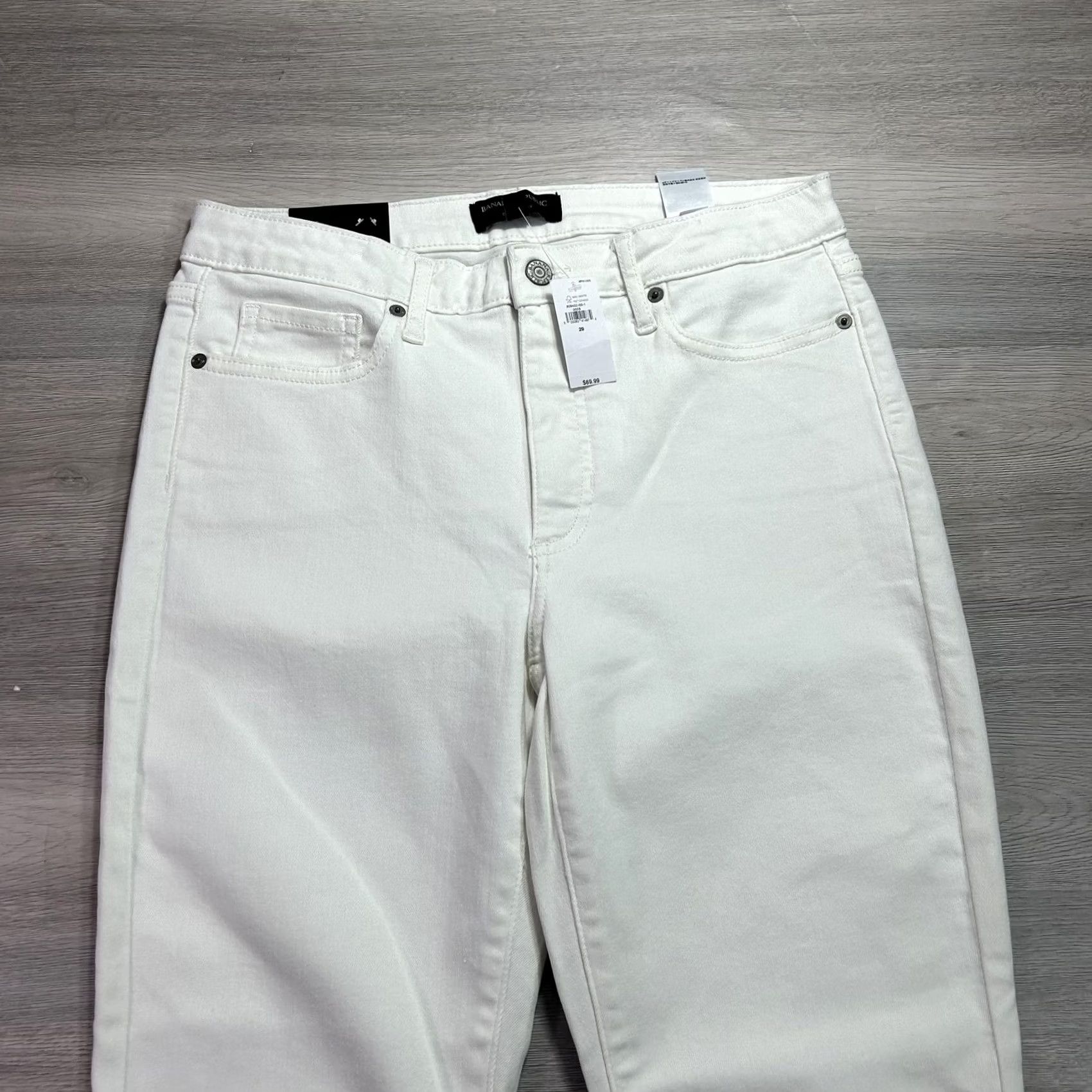Banana Republic Banana Republic Womens Jeans 8 White Mid Rise Skinny Stretch 29x29 Five-Pocket Denim Cotton Blend Spandex Button Zipper Size 30" / US 8 / IT 44 - 3 Thumbnail