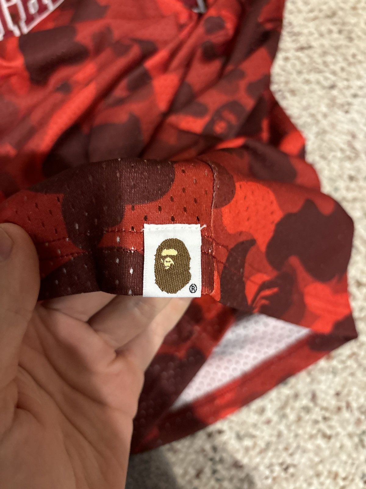 Bape Bape Red Camo Basketball Jersey Size US XL / EU 56 / 4 - 3 Thumbnail