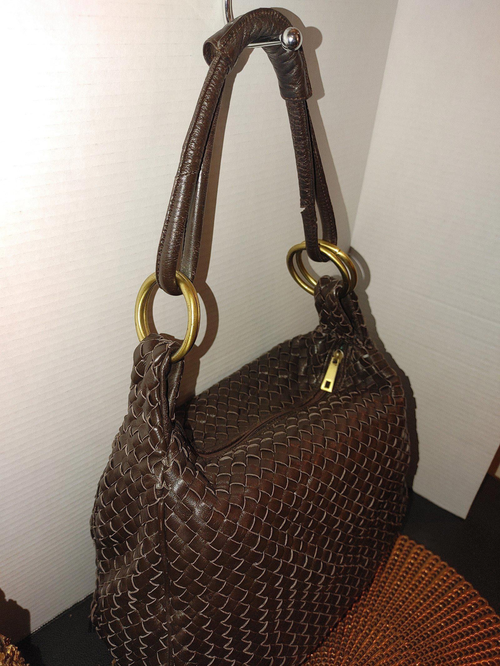 Designer Chocolat Blu leather basket weave shoulder bag Size ONE SIZE - 2 Thumbnail