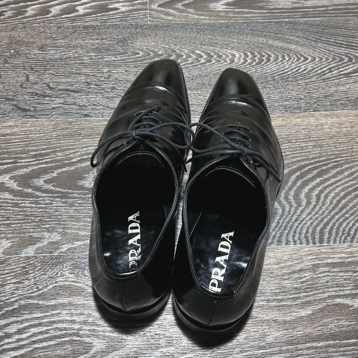 Prada Vintage PRADA Men’s Patent Leather Oxford Black Dress Shoes Size US 7.5 / EU 40-41 - 6 Thumbnail