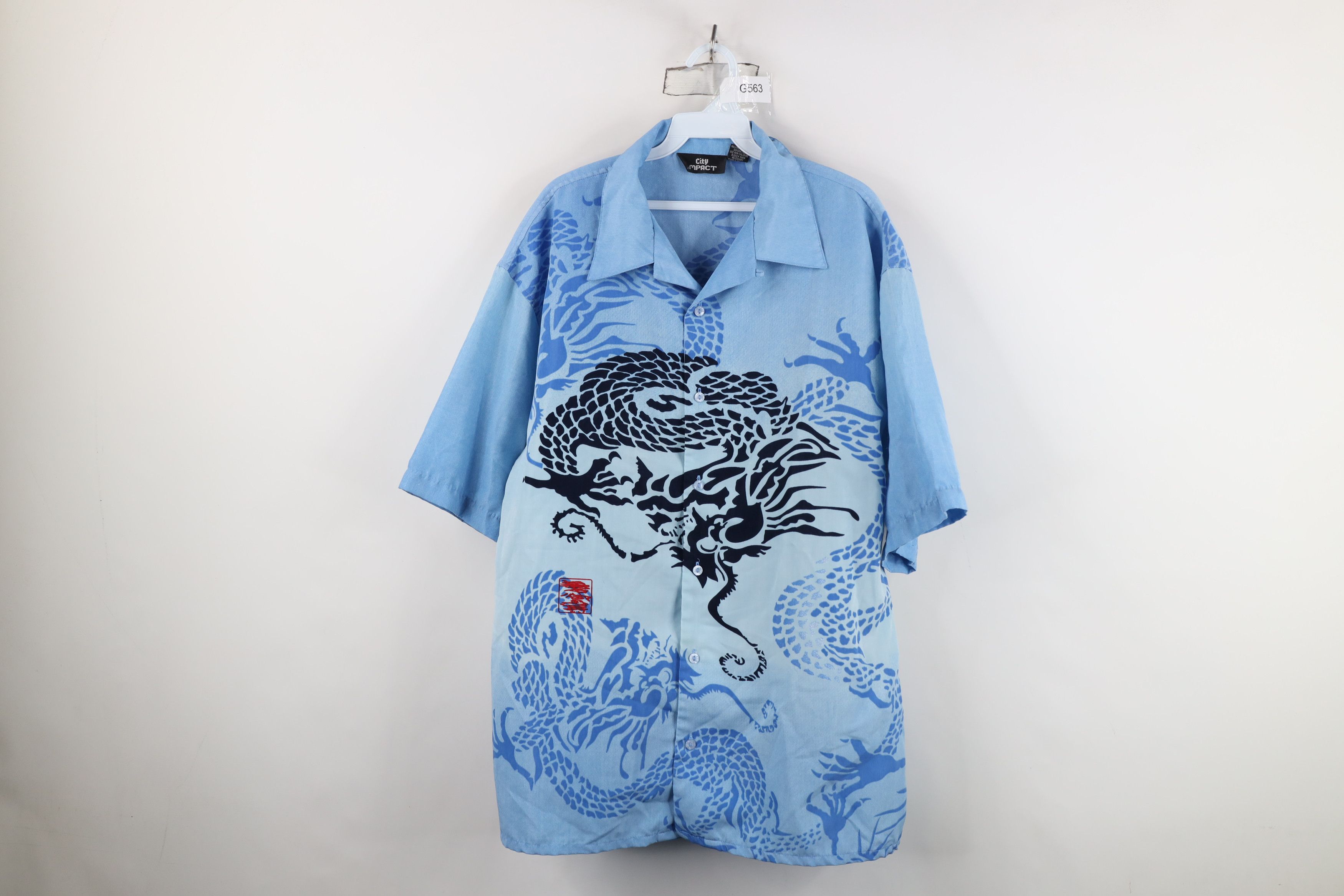 Vintage Vintage 90s Y2K Streetwear Dragon Looped Collar Button Shirt Size US L / EU 52-54 / 3 - 1 Thumbnail