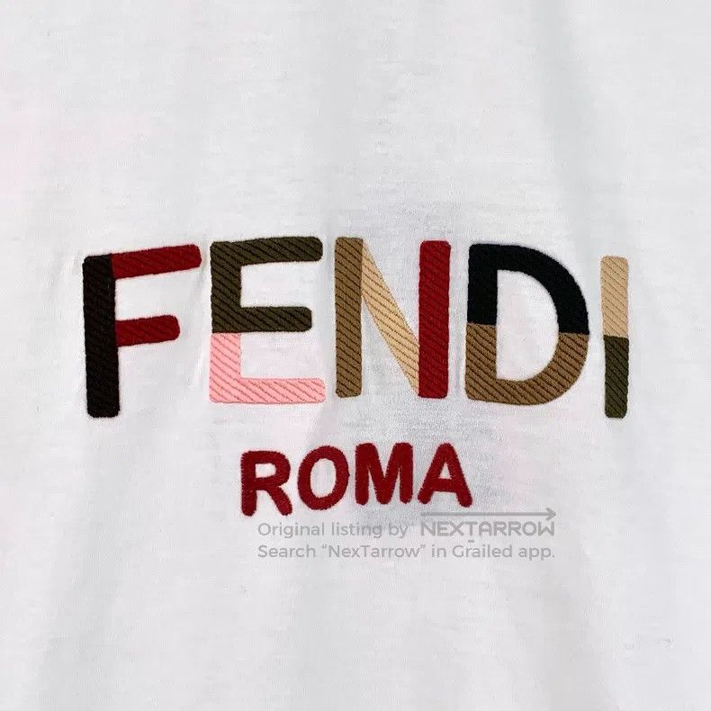 Fendi Fendi White logo lettering print cotton round neck short-s Size S / US 4 / IT 40 - 4 Thumbnail