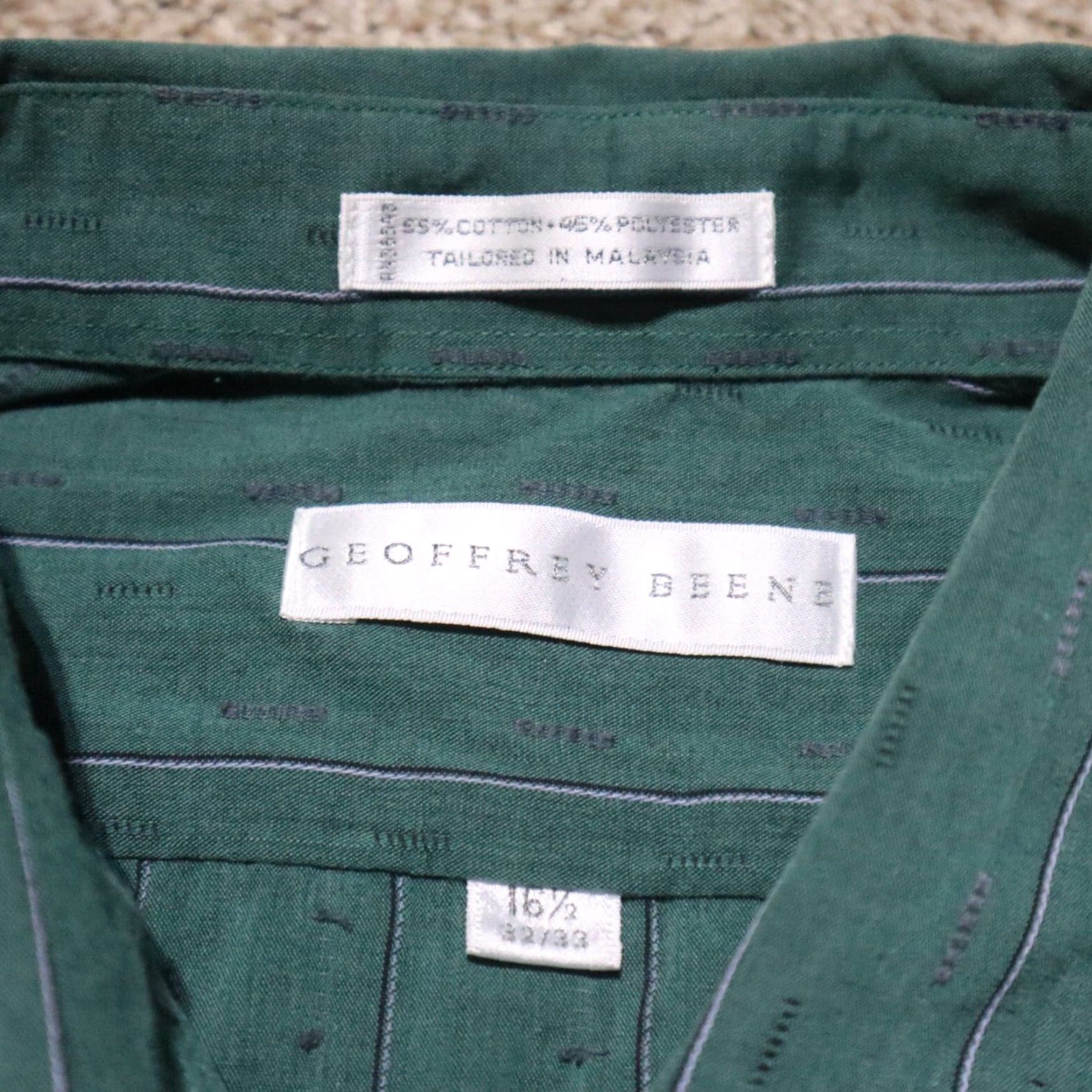 Geoffrey Beene Geoffrey Beene Shirt Men 16.5 Green Long Sleeve Button-Up Adult Regular Size 16.5 Men Green Classic Button-Up Shirt Size 46R - 3 Thumbnail