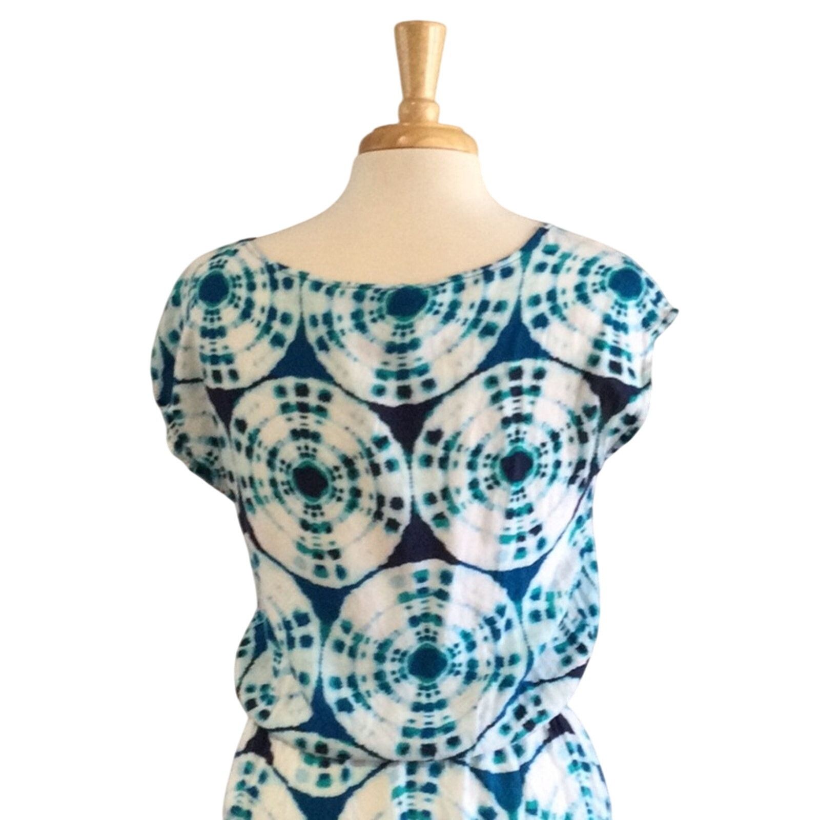 Banana Republic Banana Republic Blue/White Elastic Waist A-line Dress Size M Size M / US 6-8 / IT 42-44 - 8 Thumbnail