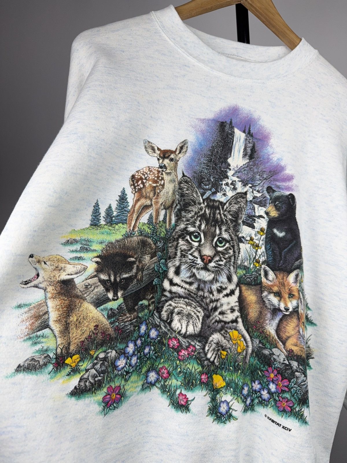 Habitat Vintage Retro 1994 USA Wildlife Animal Graphic Sweatshirt Size US L / EU 52-54 / 3 - 4 Thumbnail