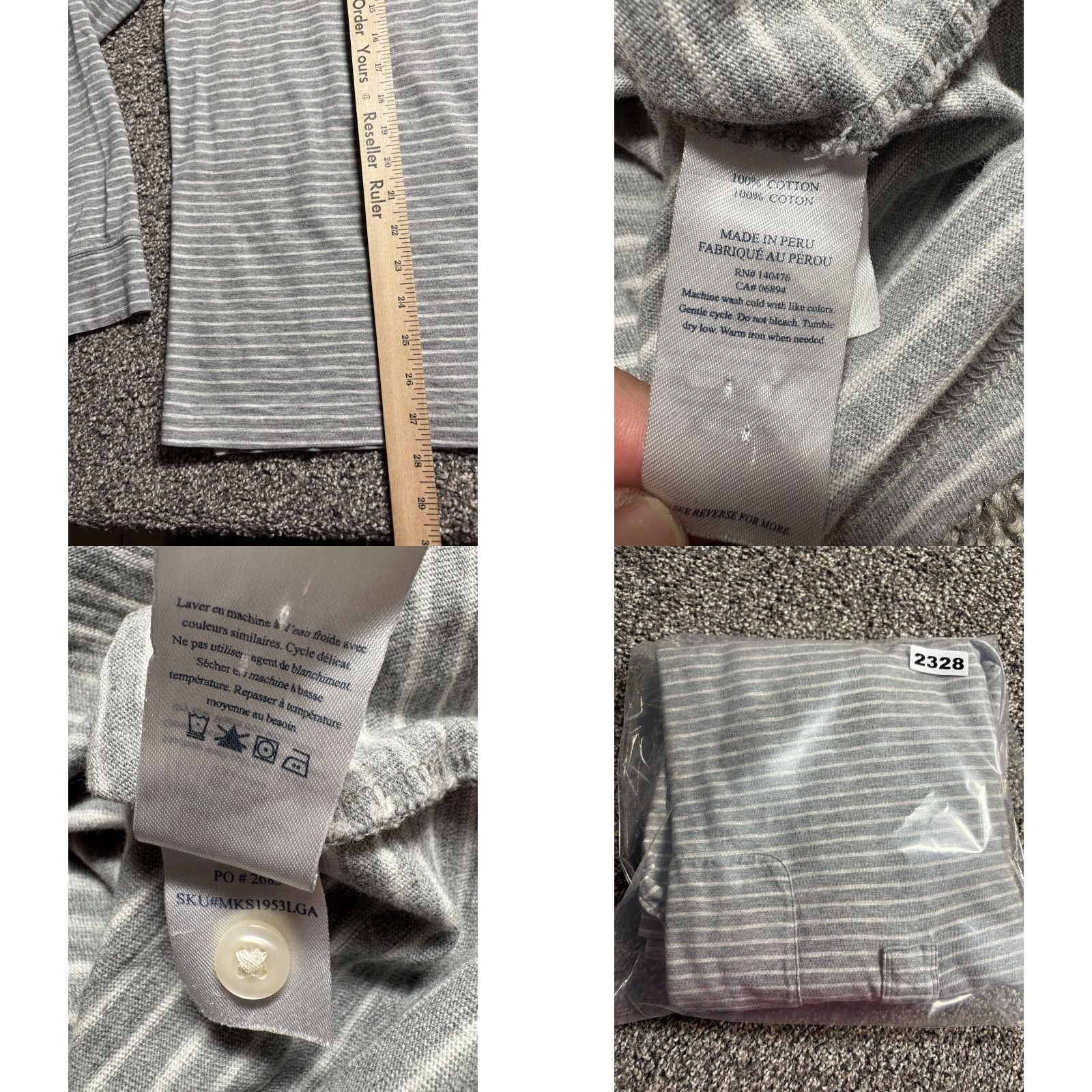 Faherty Faherty Polo Striped Mens Large Striped Heather Shirt Long Sleeve Pocket Soft Size US L / EU 52-54 / 3 - 8 Thumbnail
