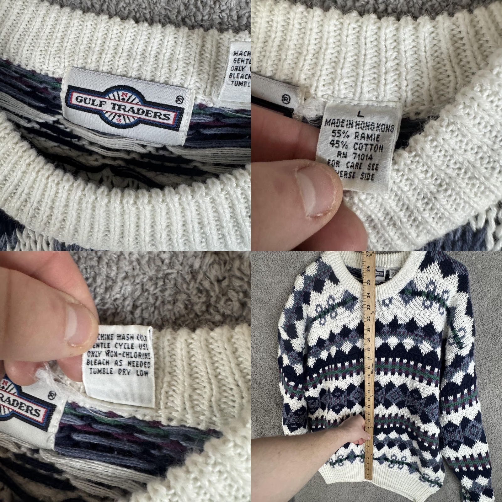 Vintage VINTAGE Gulf Traders Sweater Mens Large Navy Fair Isle Chunky Knit Hong Kong Size US L / EU 52-54 / 3 - 8 Thumbnail
