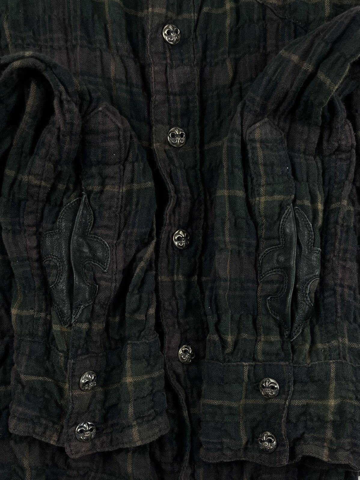 Chrome Hearts Chrome Hearts Leather Fleur Patch Plaid Flannel Button Up Size US M / EU 48-50 / 2 - 4 Thumbnail