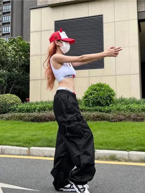 Designer Black Color Parachute Pants Women Hippie Streetwear Size 30" / US 8 / IT 44 - 2 Thumbnail