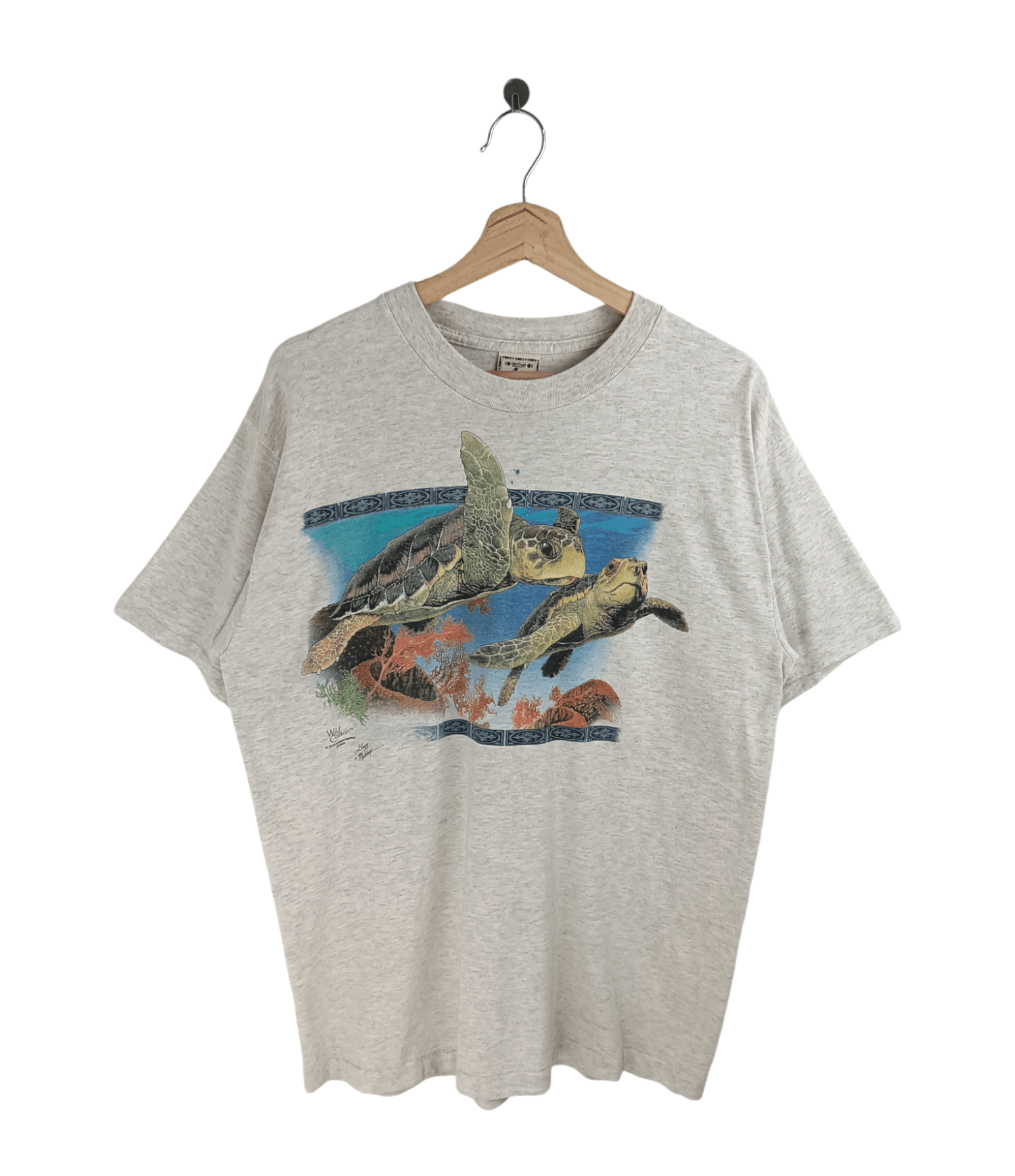 Vintage VINTAGE '02 SEA TURTLES ART WILD COTTON SINGLE STITCH RARE Size US L / EU 52-54 / 3 - 1 Thumbnail