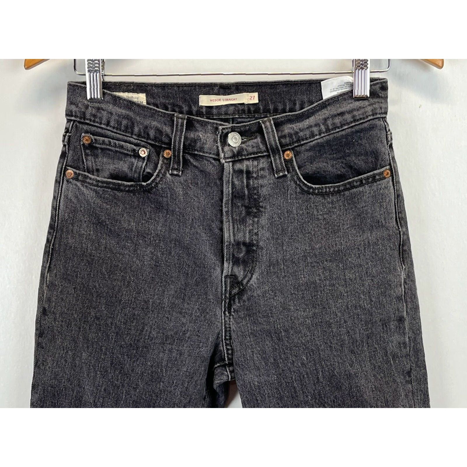 Levi's Womens Levis Wedgie Straight Jeans Sz 27 VGUC Raw Hem Button Fly Size 27" / US 4 / IT 40 - 3 Thumbnail