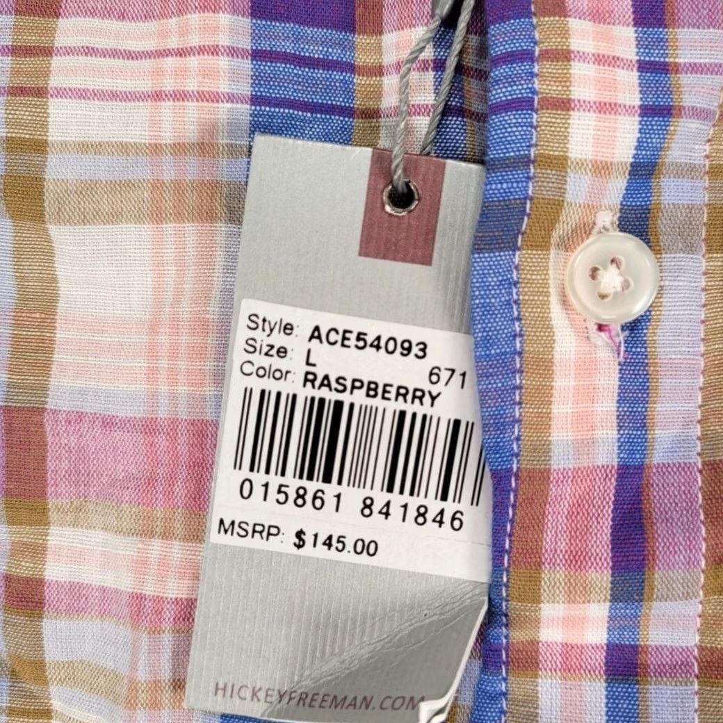 Vintage Hickey Freeman Raspberry Plaid Short Sleeve Button Up Shirt Lg New Mens Size US L / EU 52-54 / 3 - 3 Thumbnail