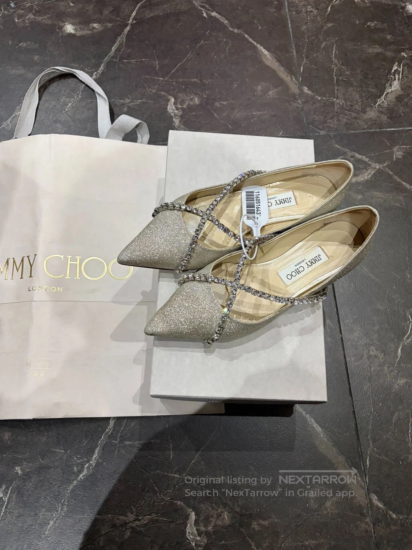Jimmy Choo Jimmy Choo Glitter Cross Chain Flats. Size US 5.5 / IT 35.5 - 1 Thumbnail