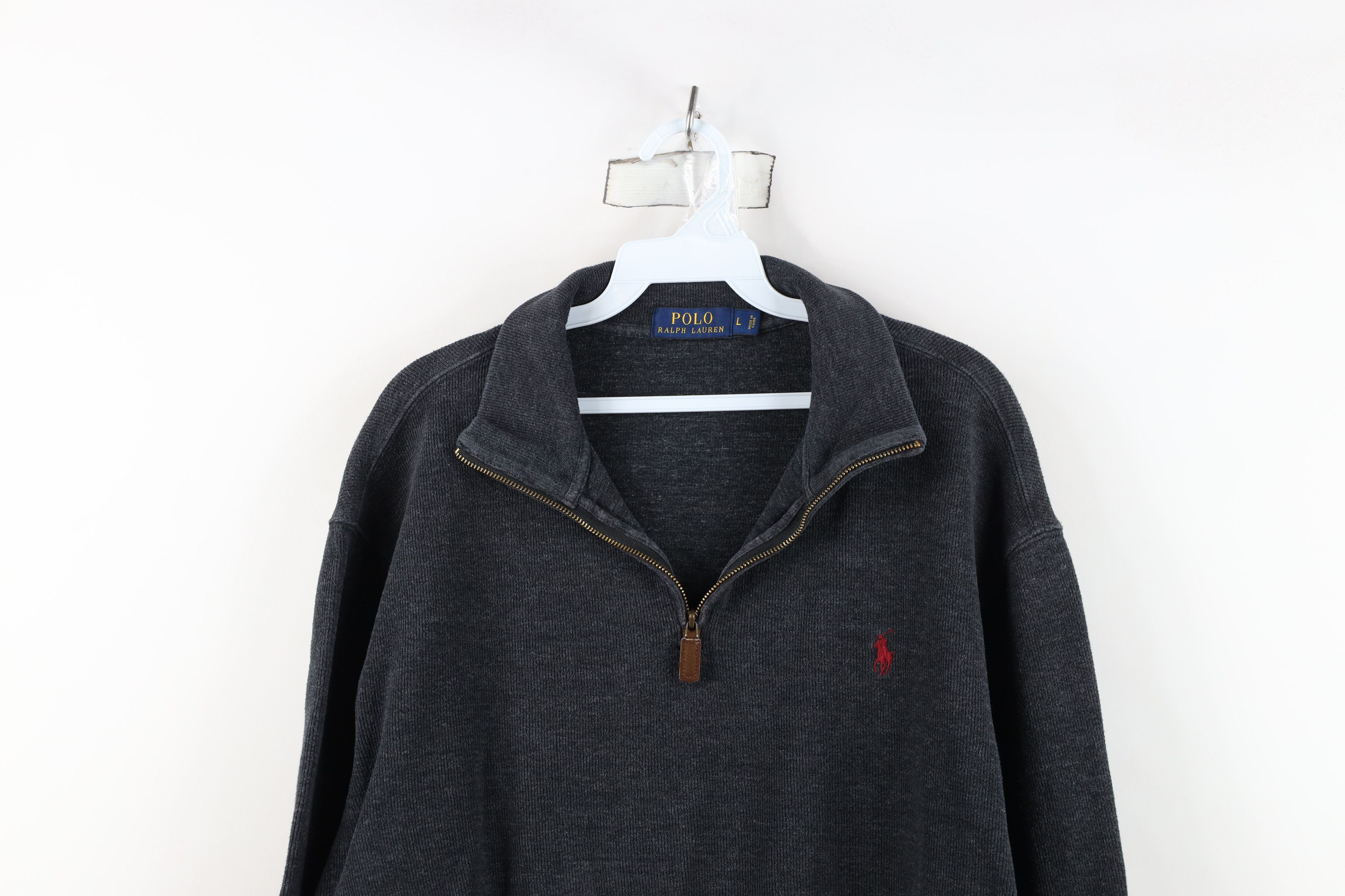 Ralph Lauren Vintage Ralph Lauren Ribbed Knit Half Zip Sweater Gray Size US L / EU 52-54 / 3 - 2 Thumbnail