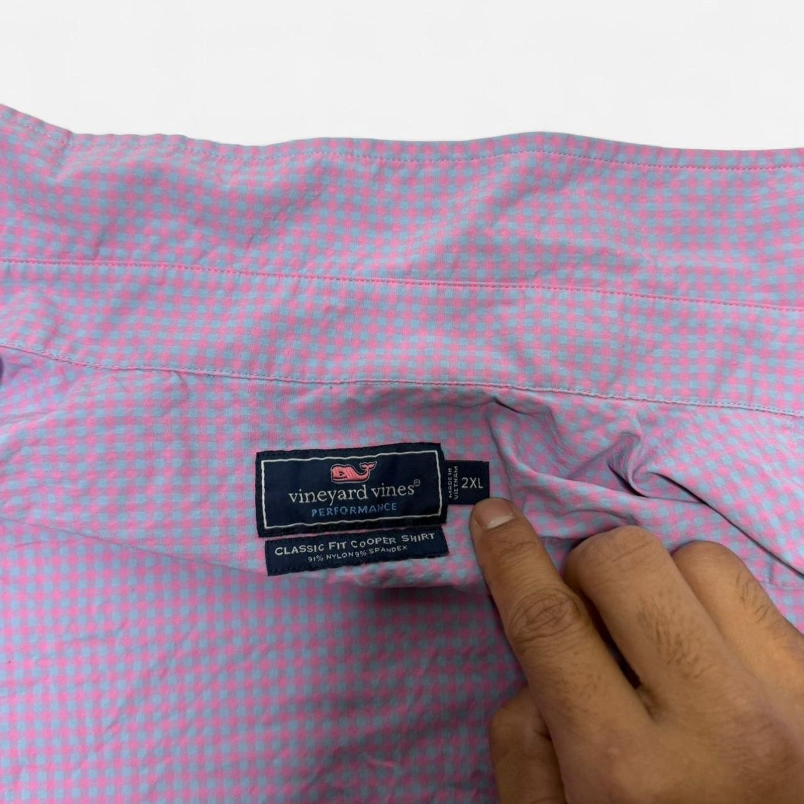 Vineyard Vines Vineyard Vines Pink Blue Check Classic Fit Button Down 2XL Size US XXL / EU 58 / 5 - 3 Thumbnail