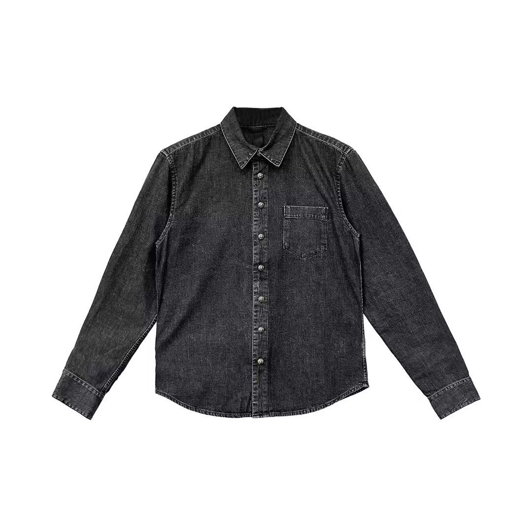 Chrome Hearts Chrome Hearts LOOSE END Cross Patch Washed Grey Denim Shirt Size US XXL / EU 58 / 5 - 1 Thumbnail