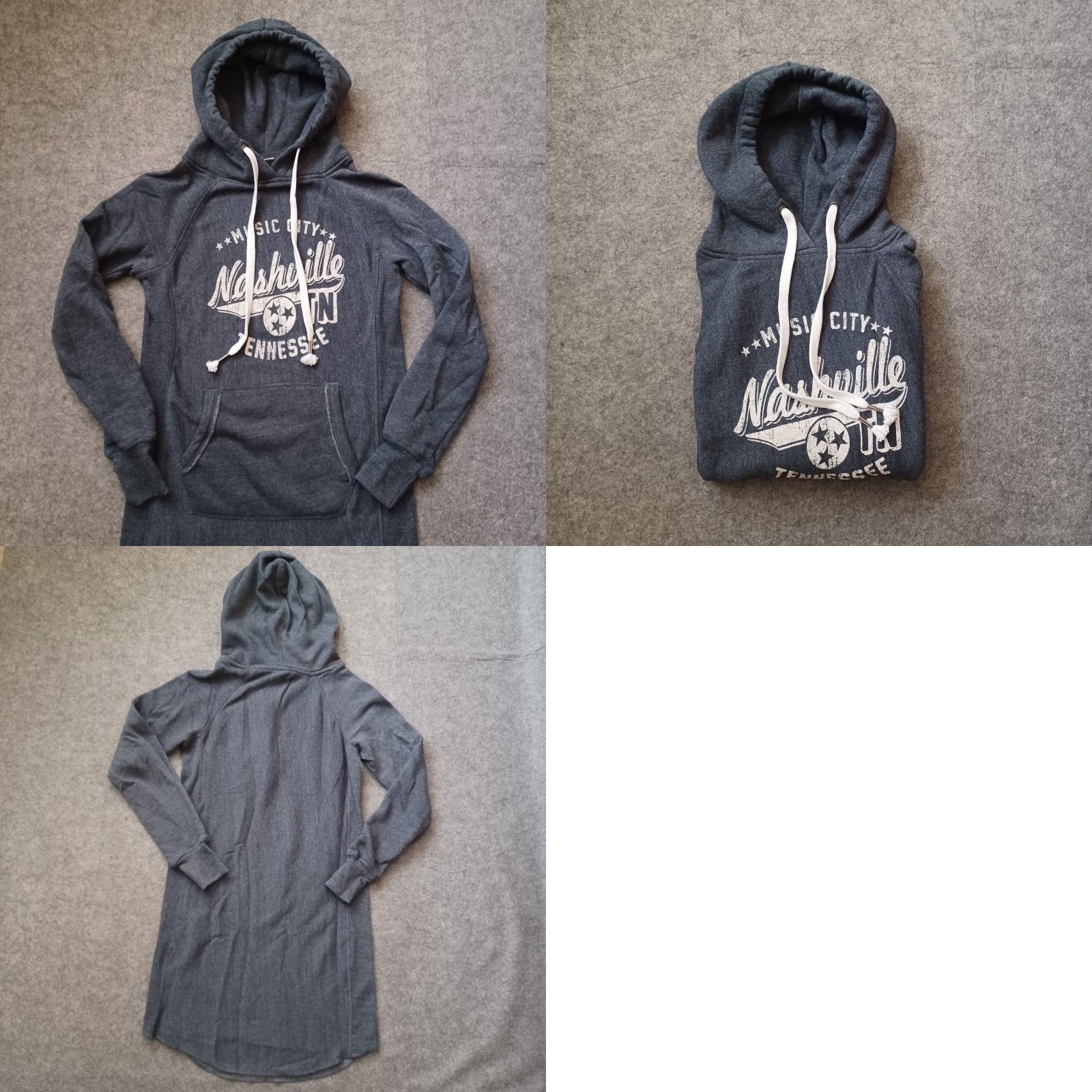 Vintage MV Sport Nashville Tennessee Music City Hoodie Sweater Dress Womens S Gray Long Sleeve Size S / US 4 / IT 40 - 9 Thumbnail