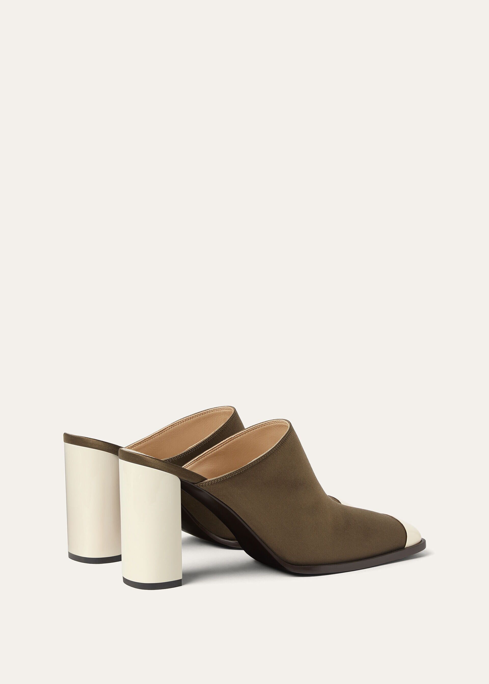 Loro Piana os11x0326 FAR1163 Alba Heeled Mules in Olive Shadow Size US 6 / IT 36 - 4 Thumbnail