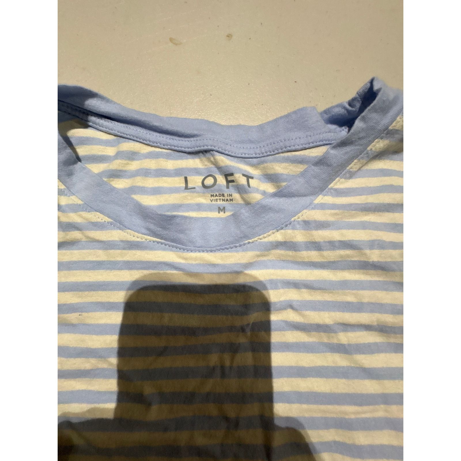 Loft LOFT Women’s Medium Blue & White Striped Long Sleeve Top Size M / US 6-8 / IT 42-44 - 3 Thumbnail