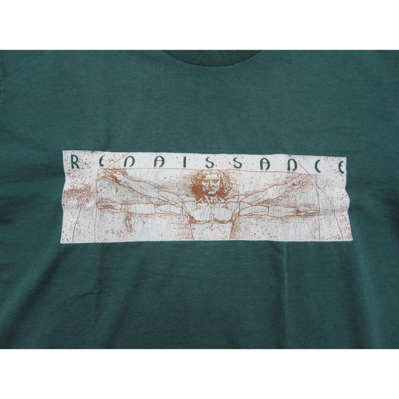 Fruit Of The Loom Renaissance Vitruvian Man Leonardo Da Vinci Shirt M-L 1990s Size US M / EU 48-50 / 2 - 2 Thumbnail