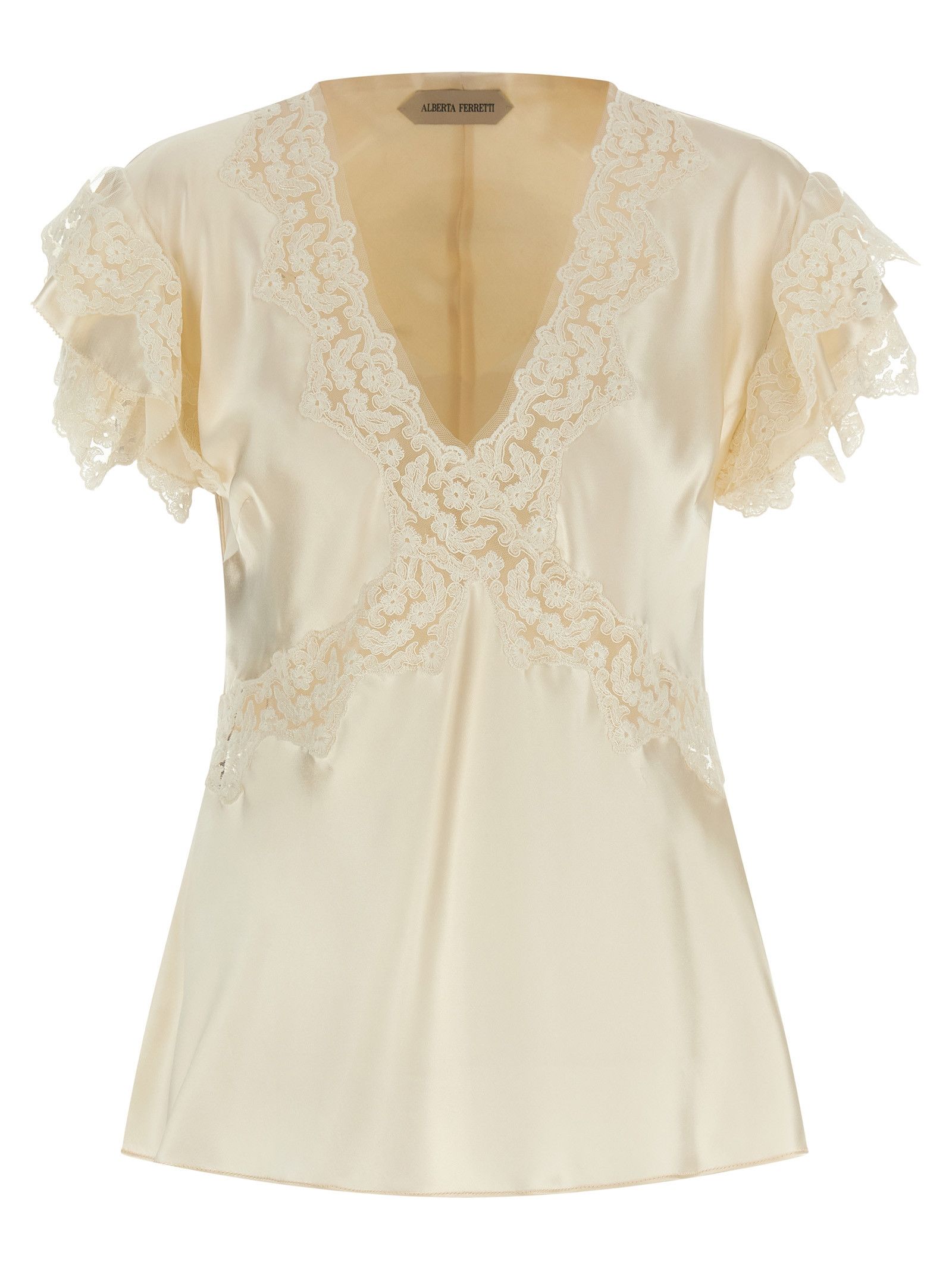 Alberta Ferretti Satin and lace top Size S / US 4 / IT 40 - 1 Thumbnail